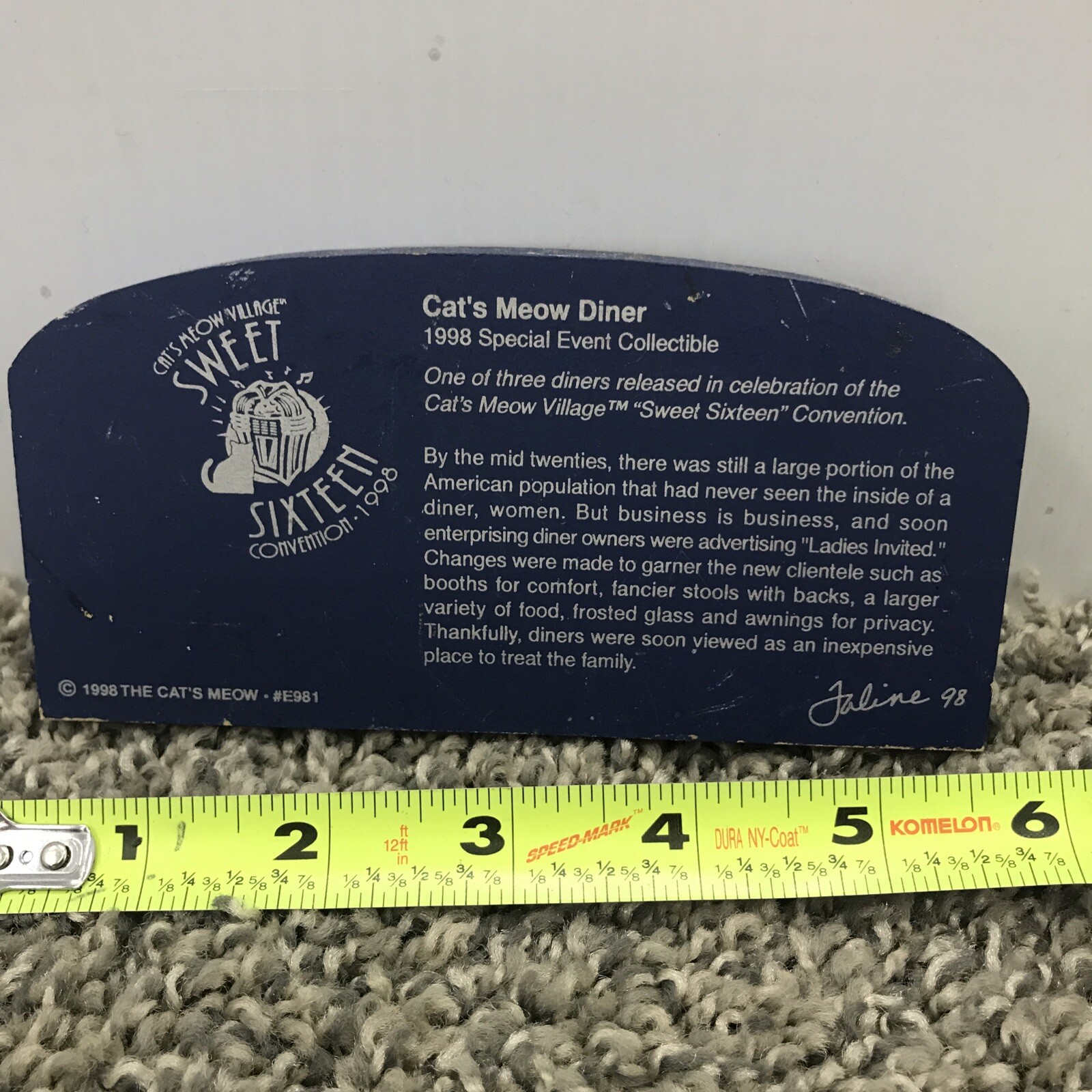 CAT’S MEOW- CASPER’S SWEET SIXTEEN DINER CONVENTION ONLY COLLECTIBLE – 1998