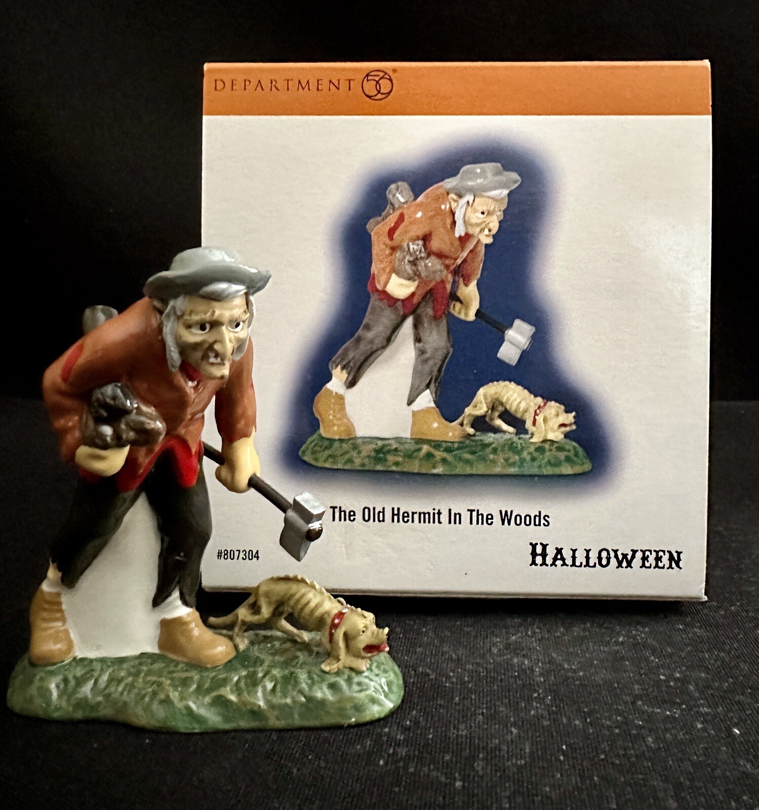 DEPT 56 HALLOWEEN THE OLD HERMIT IN THE WOODS w SKELETON DOG 807304 ACCESSORY