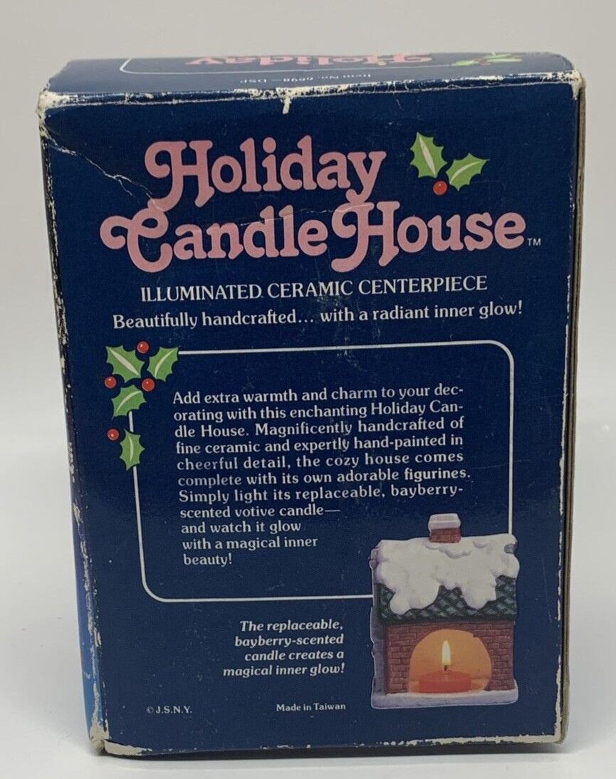 JSNY Holiday Candle House Illuminated Ceramic Christmas Santa & Frosty Snowman