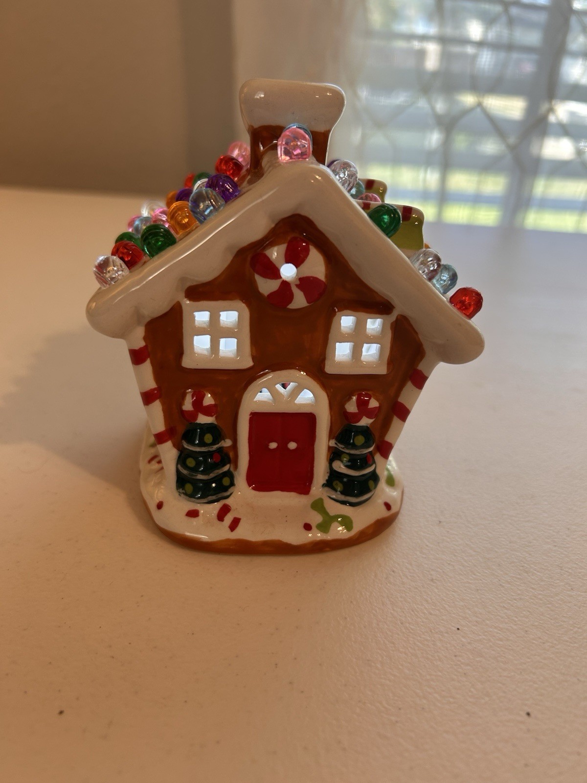 Ceramic Light Up Christmas Gingerbread House 10″ in Box