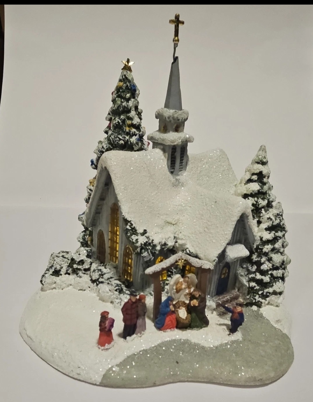 2007 Thomas Kinkade Teleflora Country Church Nativity Lighted Christmas Village