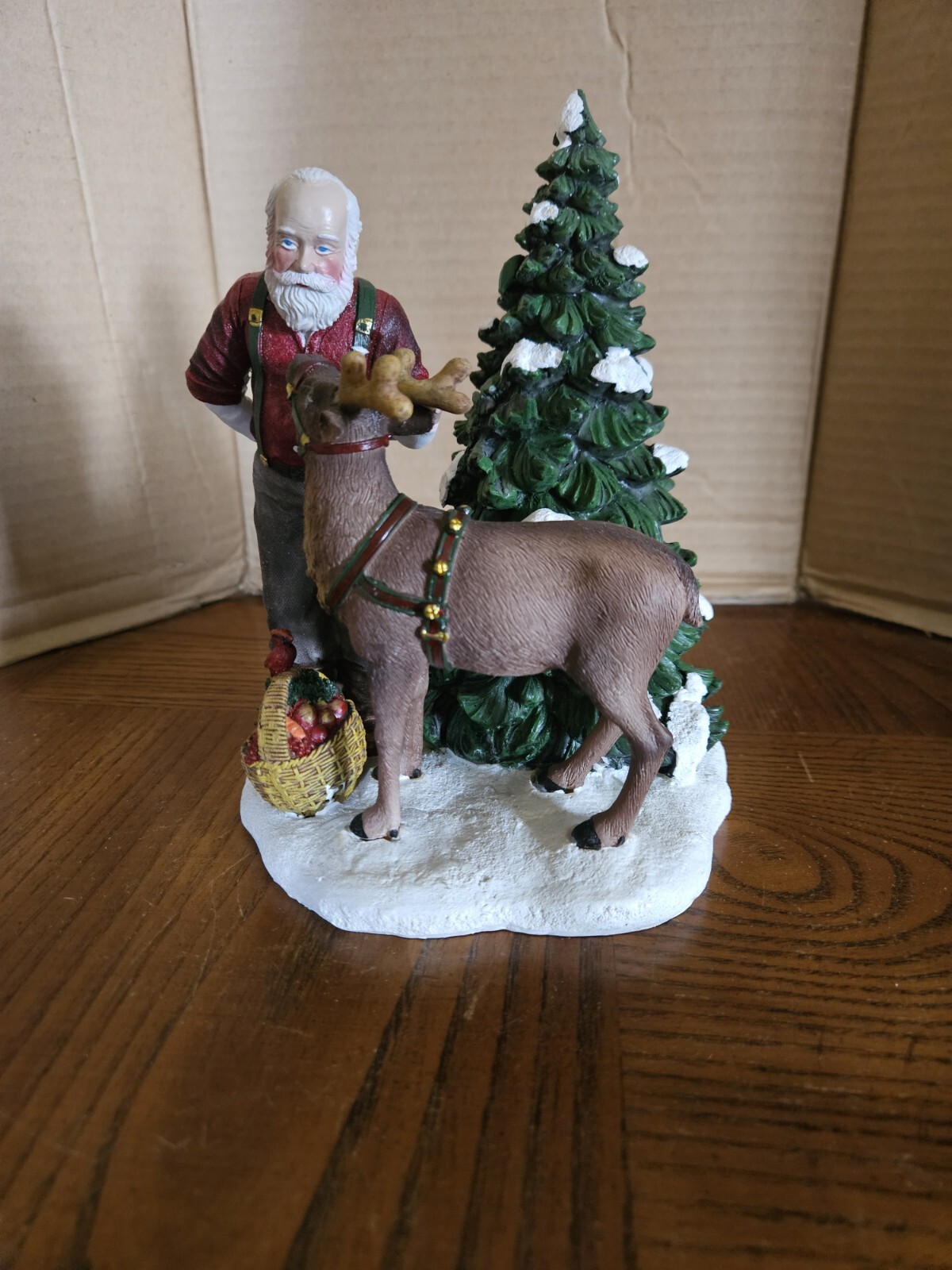 Christmas Santa with Reindeer and A Tree Resin Figure by Michael Adams