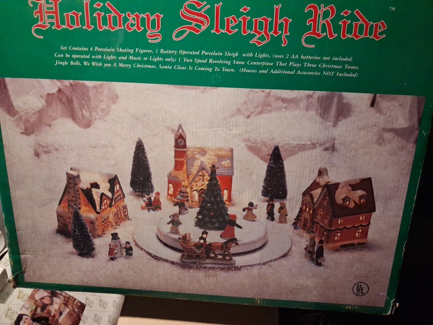 Holiday Sleigh Ride 7 Piece Animated YMT Christmas Snow Scene Dept 18 Vintage