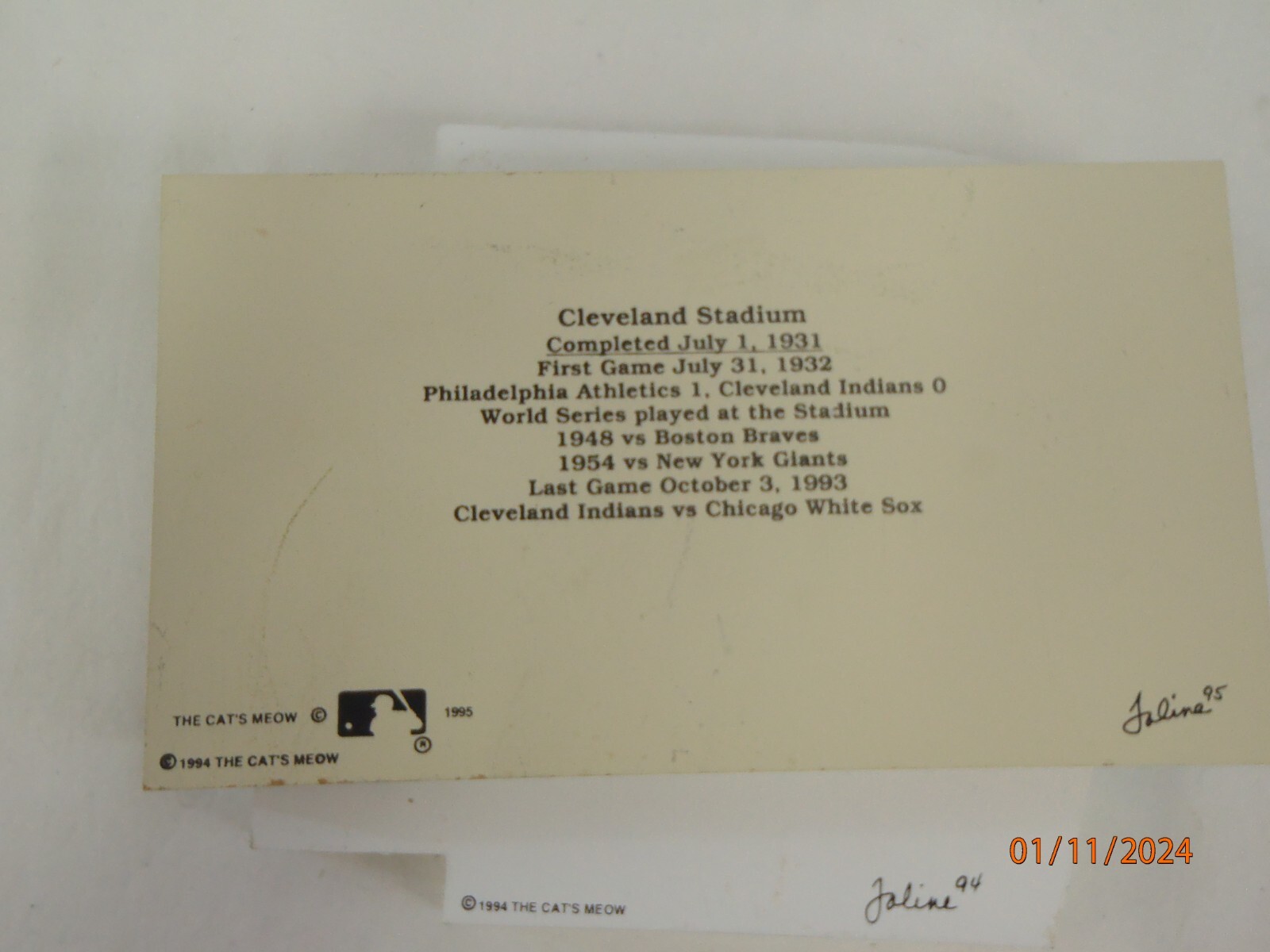 CLEVELAND & Gateway STADIUM INDIANS BASEBALL CAT’S MEOW VILLAGE CHIEF WAHOO 1994