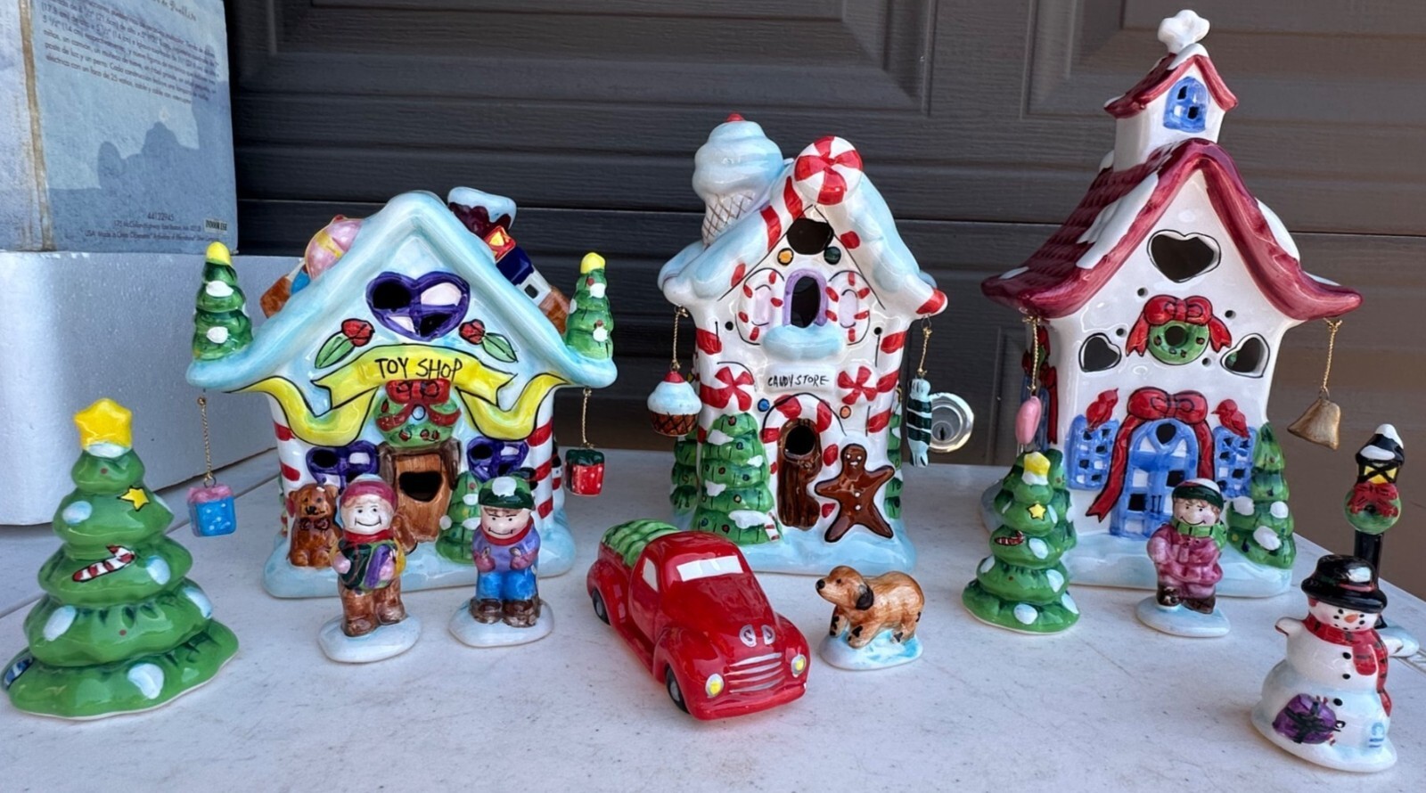 VTG Elements 12-pc. Ceramic Holiday Village Set w/3 Candelabra Bulbs (LIGHTS UP)