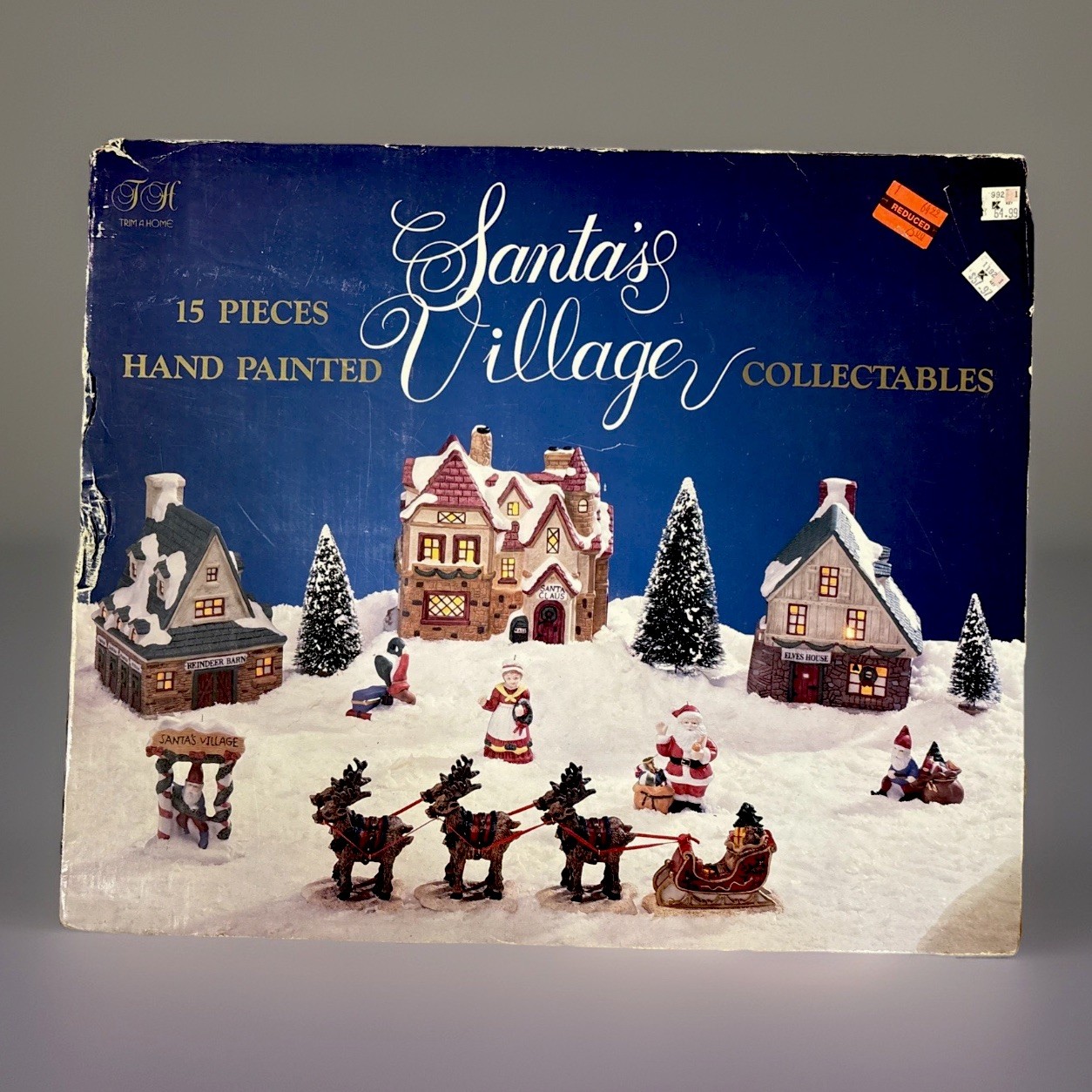 Vintage Trim A Home “Santa’s Village” 15 Piece Hand-Painted Porcelain Box Light