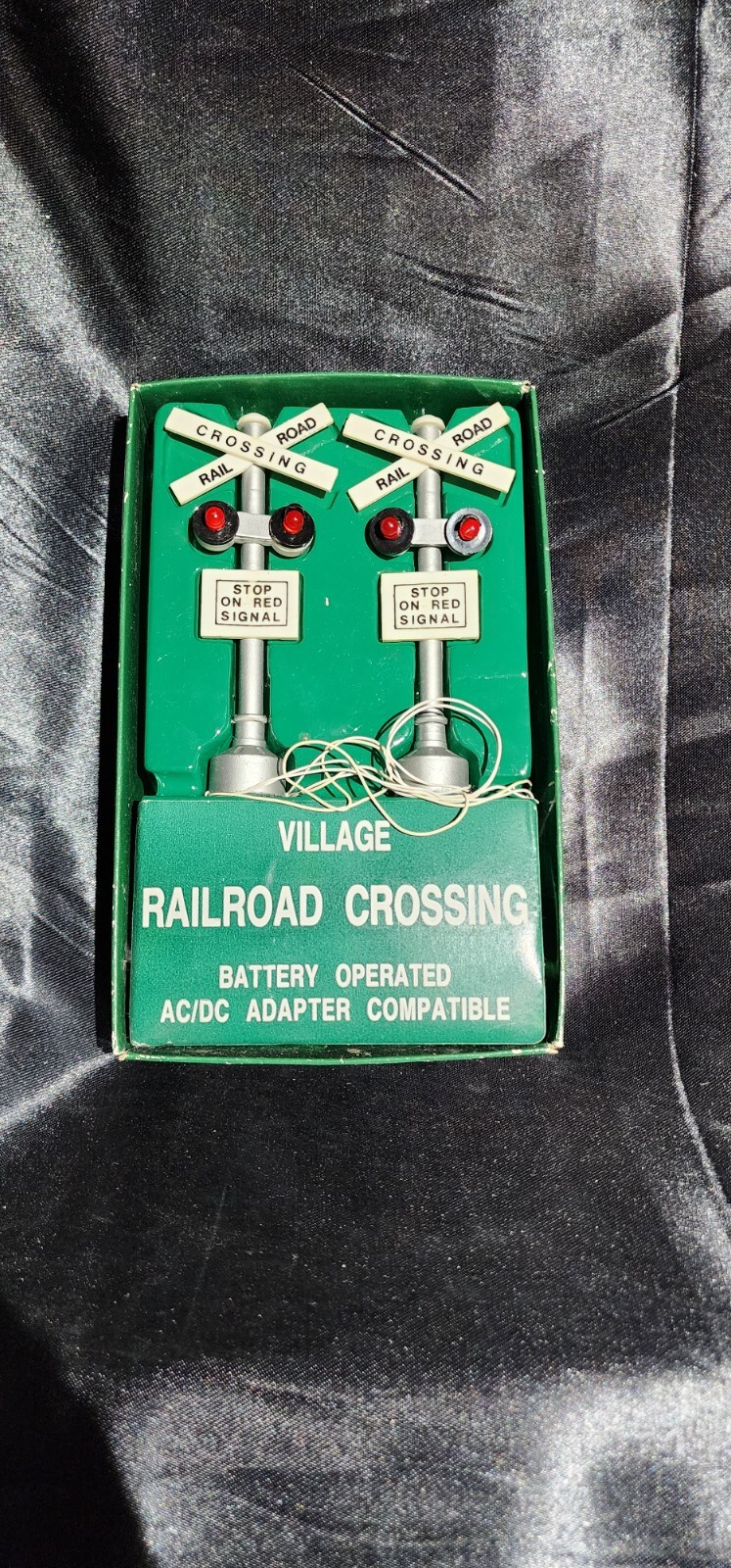 Department Dept 56 Village Railroad Crossing.  Lights Up With Batteries
