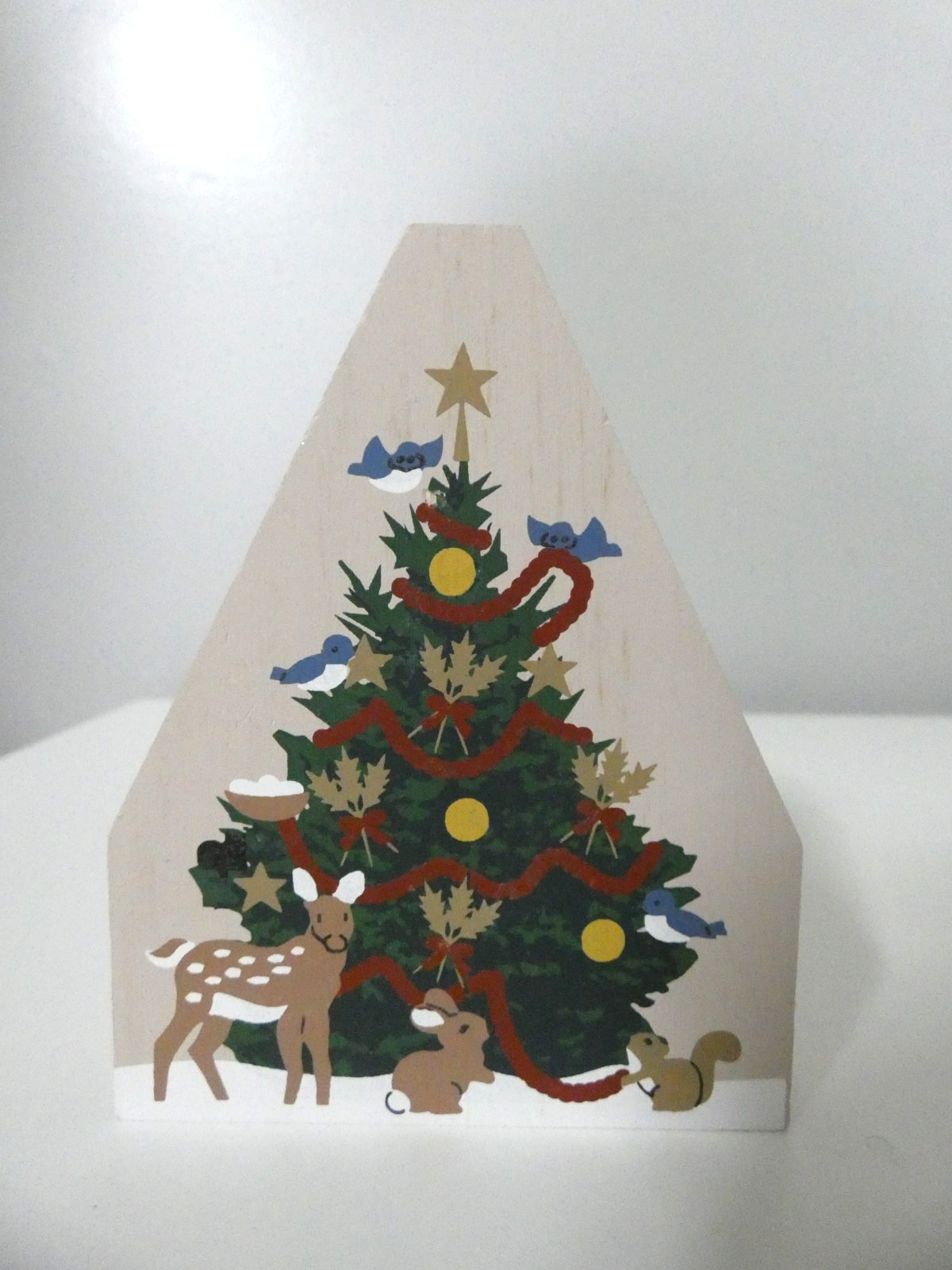 Cats Meow Wildlife Woodland Critters Christmas Tree Wood Painted Shelf Sitter 94