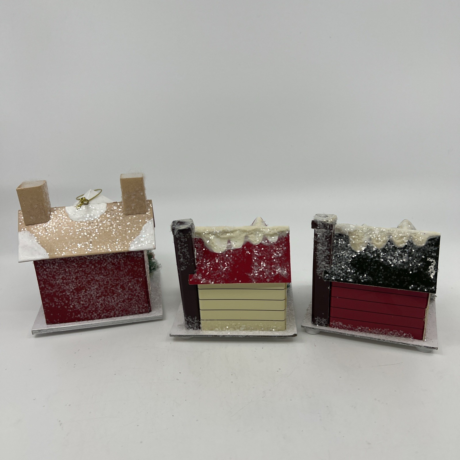3 LED Paper Glitter House Red Christmas Village 2 2013 Target & 1 Jo-Ann Working