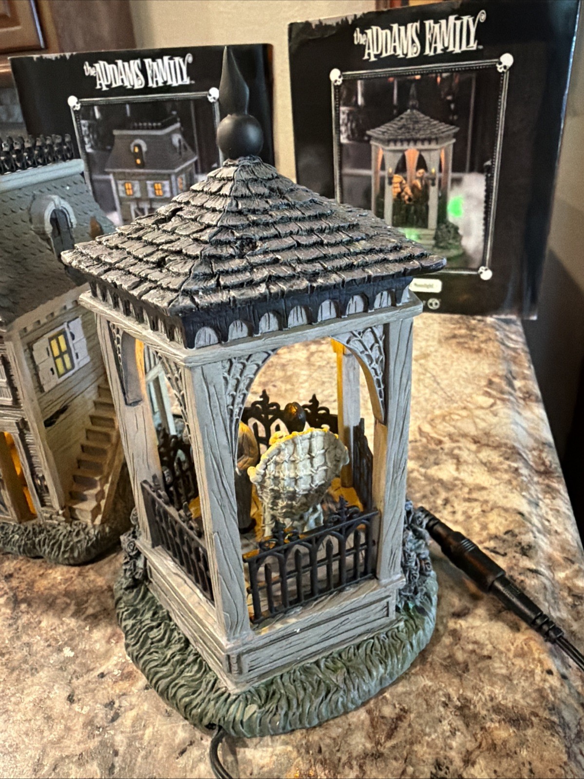 Lot Of 2 Dept 56 The Addams Family Carriage House/Gazebo At Moonlight VG! READ👇