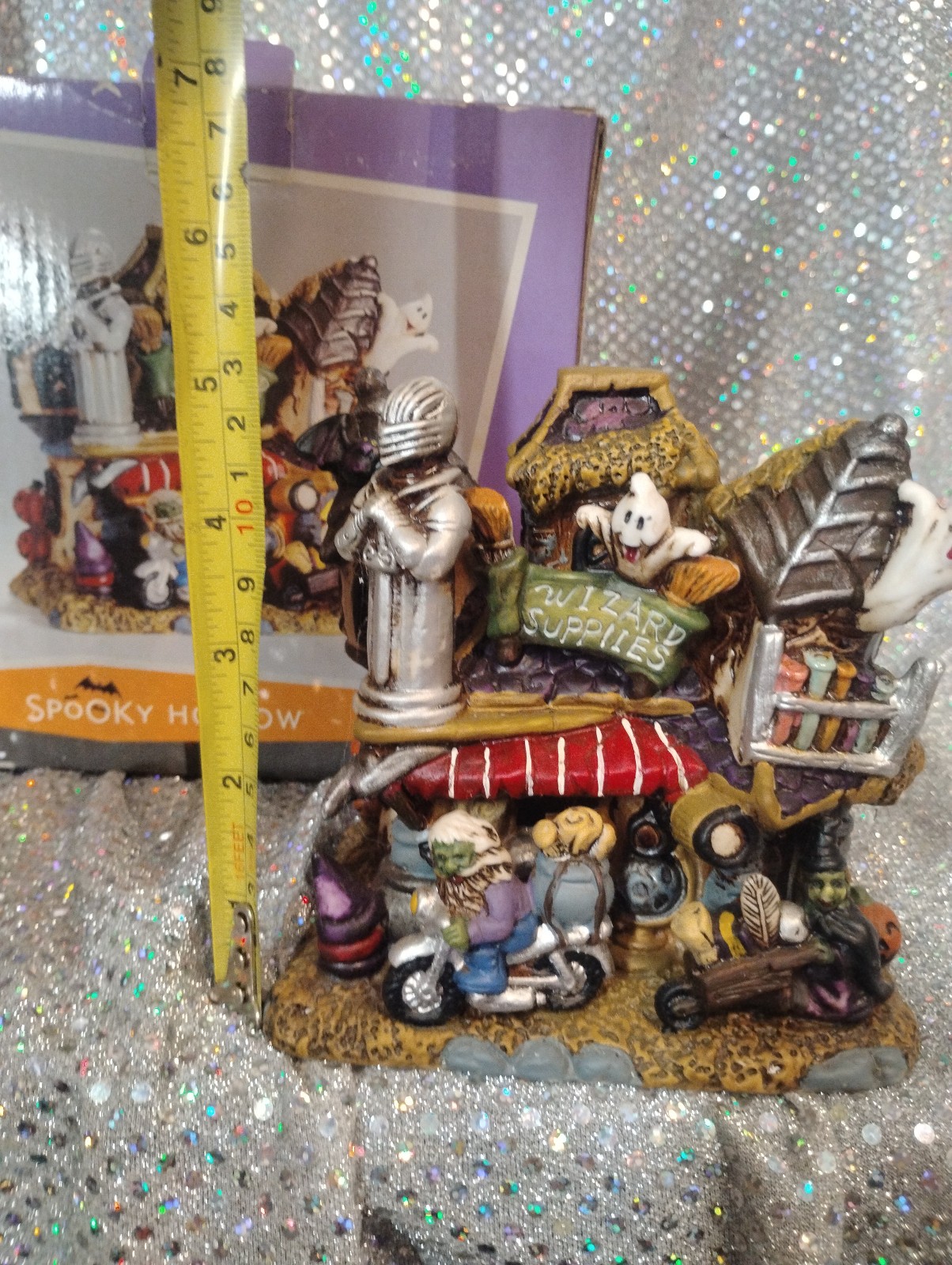 Spooky Hollow Wizard Supplies Shop porcelain lighted village building