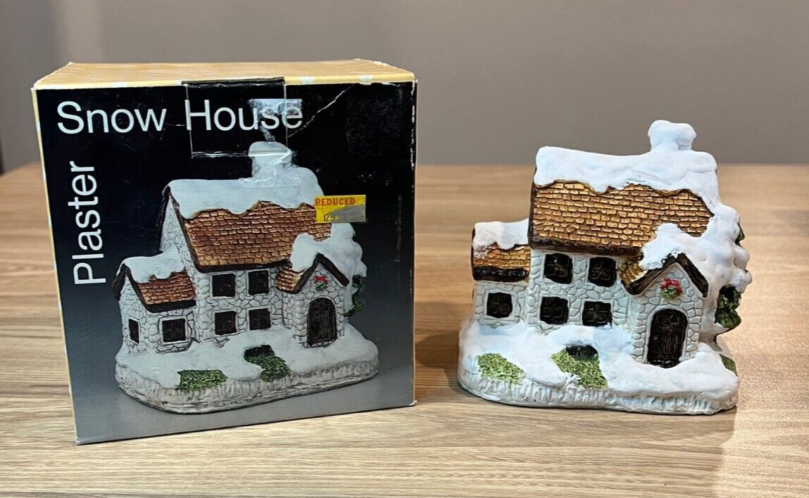Vintage Plaster Snow House White Cottage Used with Box David Winter Style