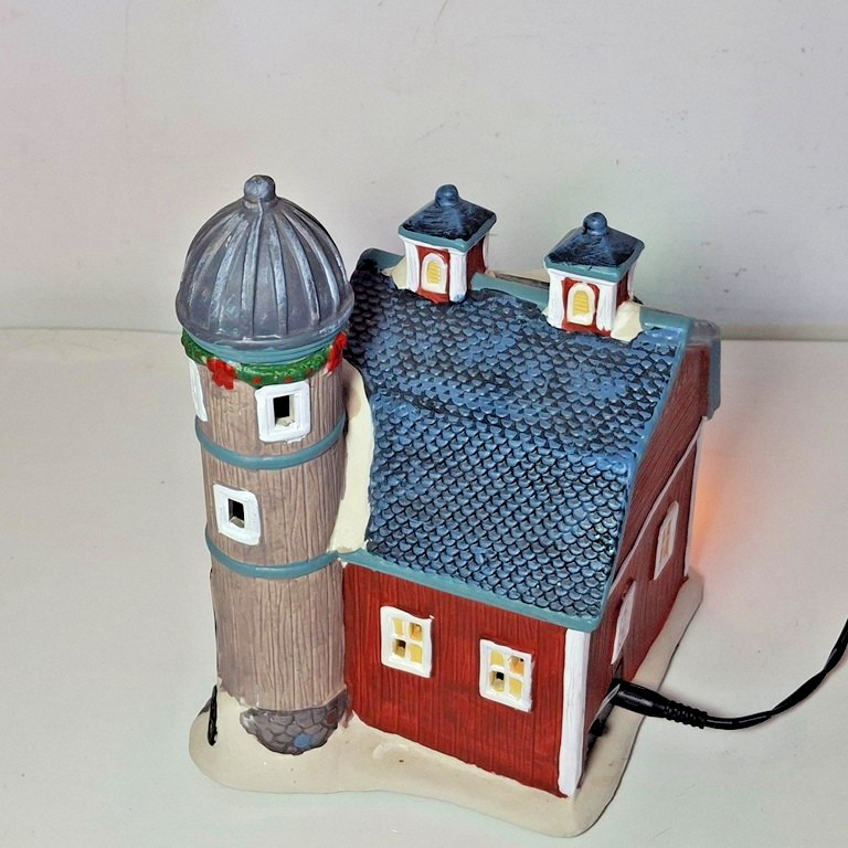 Crosslight Christmas Village Kringle Family Farm Red Barn ~ LED Lights, 8″ Tall
