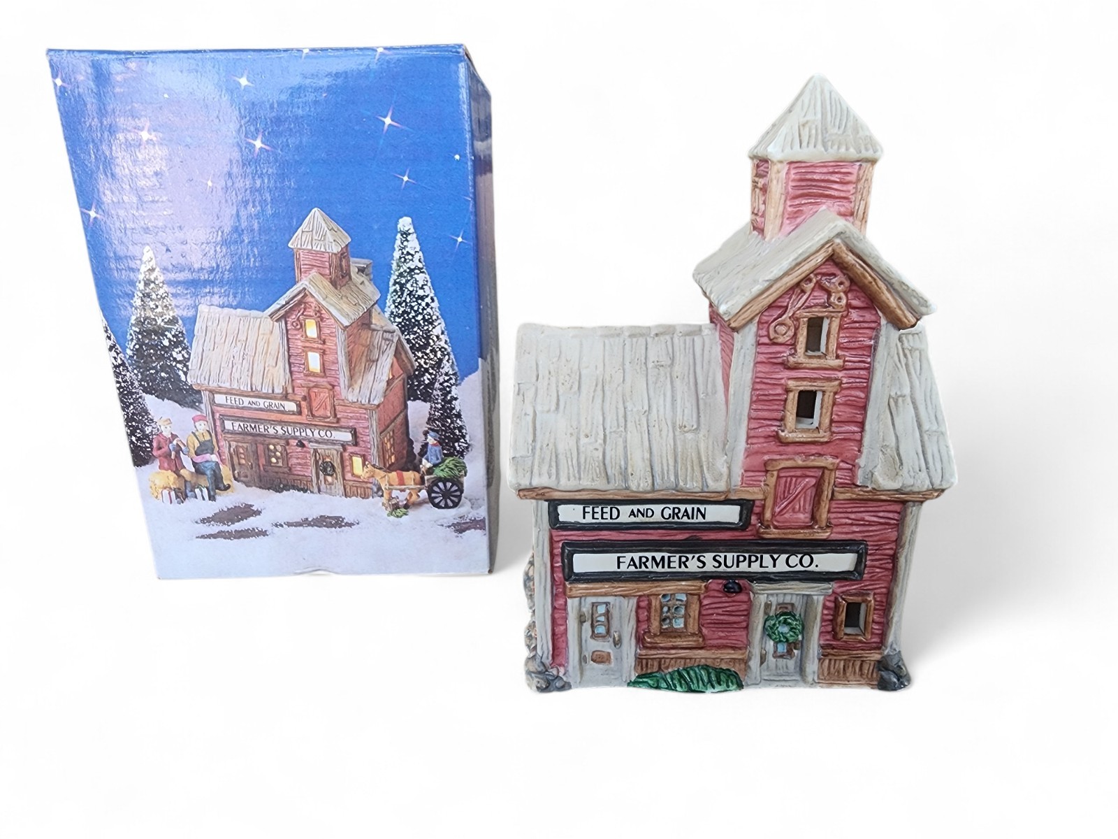 VTG Christmas Nativity Scene 1995 Home Town America Feed & Grain Handcrafted