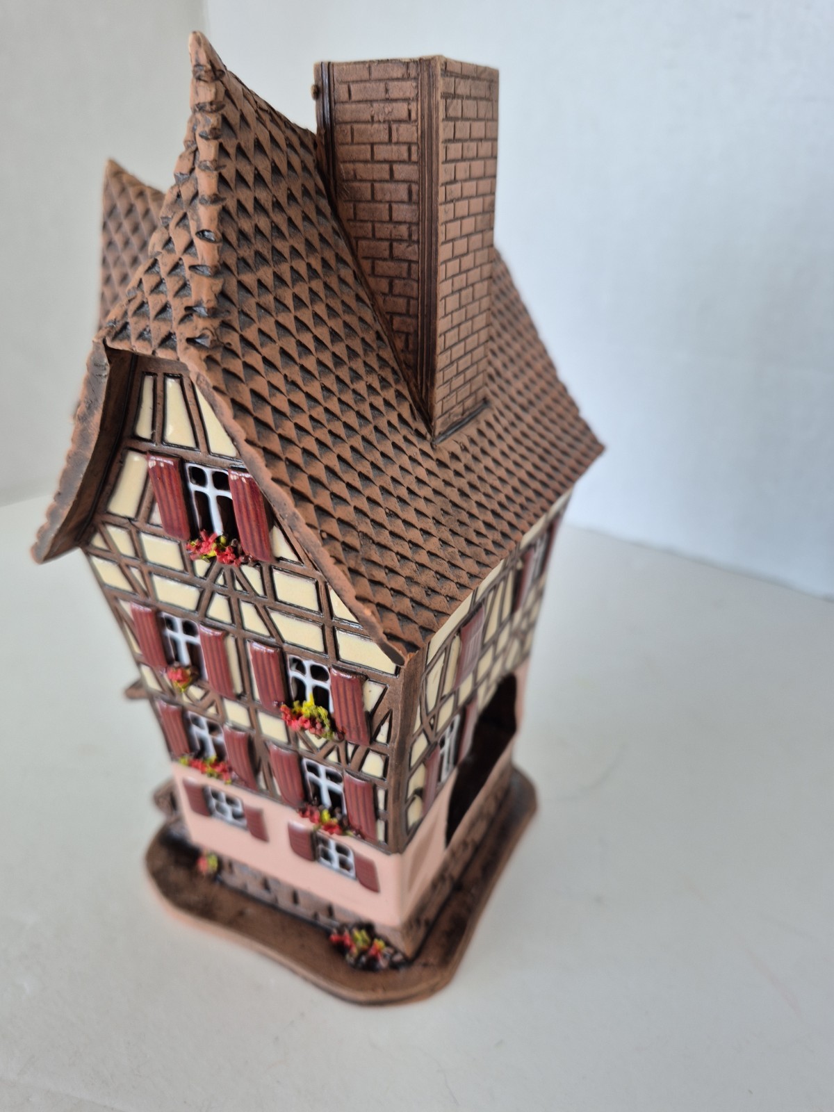 Ceramic House Candle Holder Incense House Alsace France Fait Main Handmade Vtg