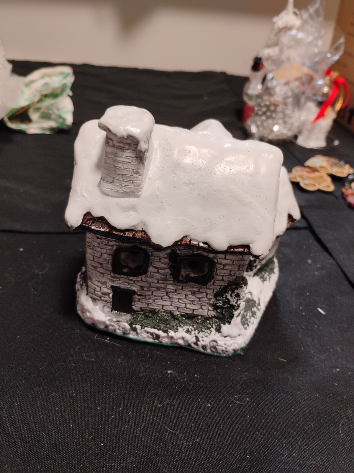 Hand Painted Cottage Charmers Lighted Snow House, Vintage Handcrafted Porcelain