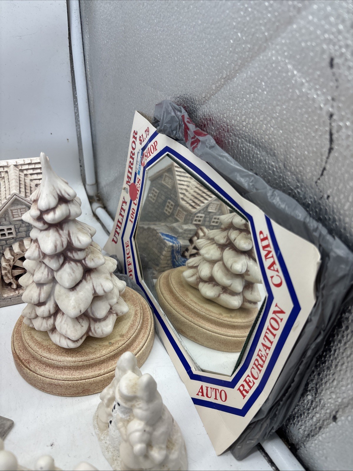 19 Pc Christmas Village Ceramic Handmade Vintage Hotel House Barn Trees 1970/80s