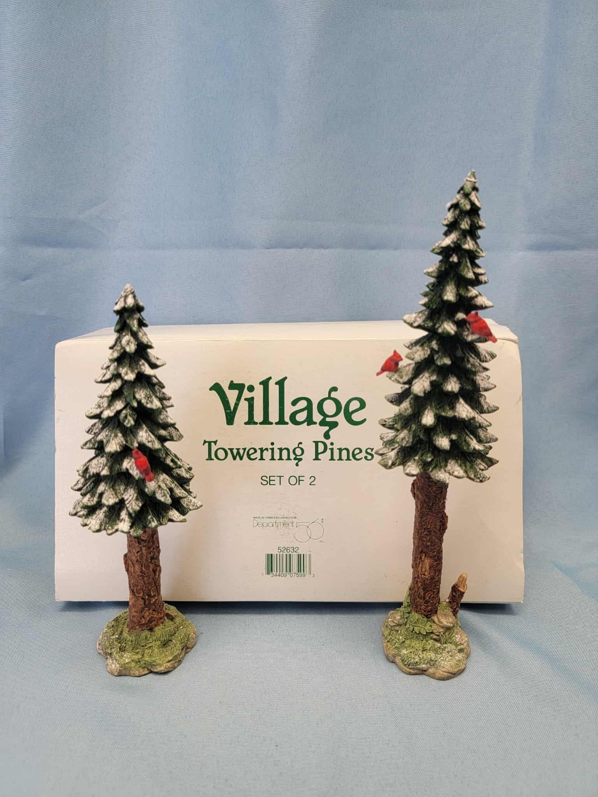 Department 56 Village Towering Pines Set of 2 – 7–8” Tall – Cardinals – With Box