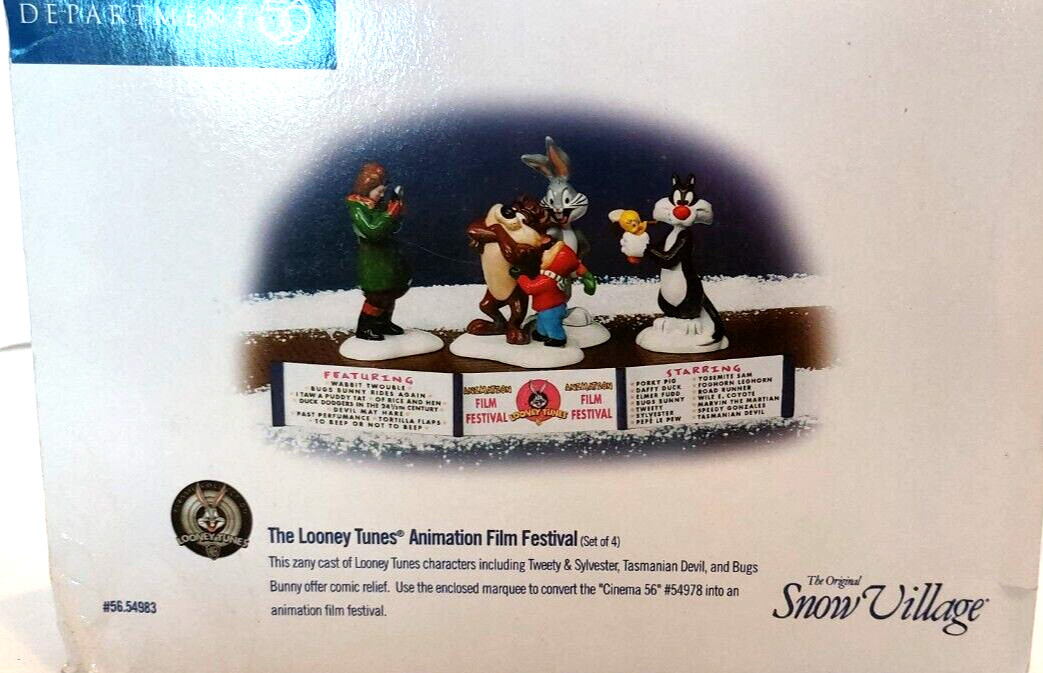Department 56 Snow Village THE LOONEY TUNES ANIMATION FILM FESTIVAL Original box