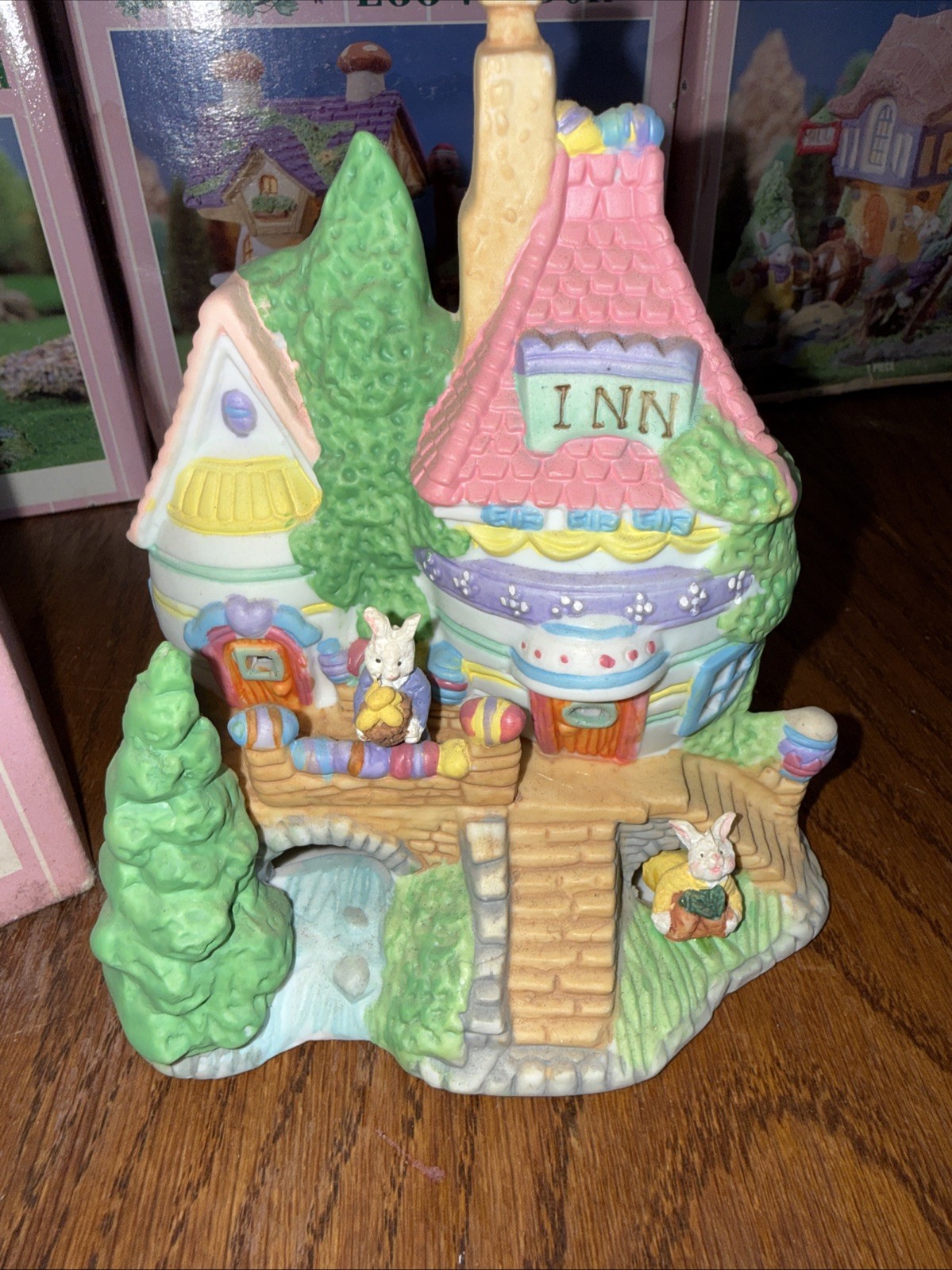 Cottontale Cottages Riverside Inn Easter Village House Hand-Painted Porcelain