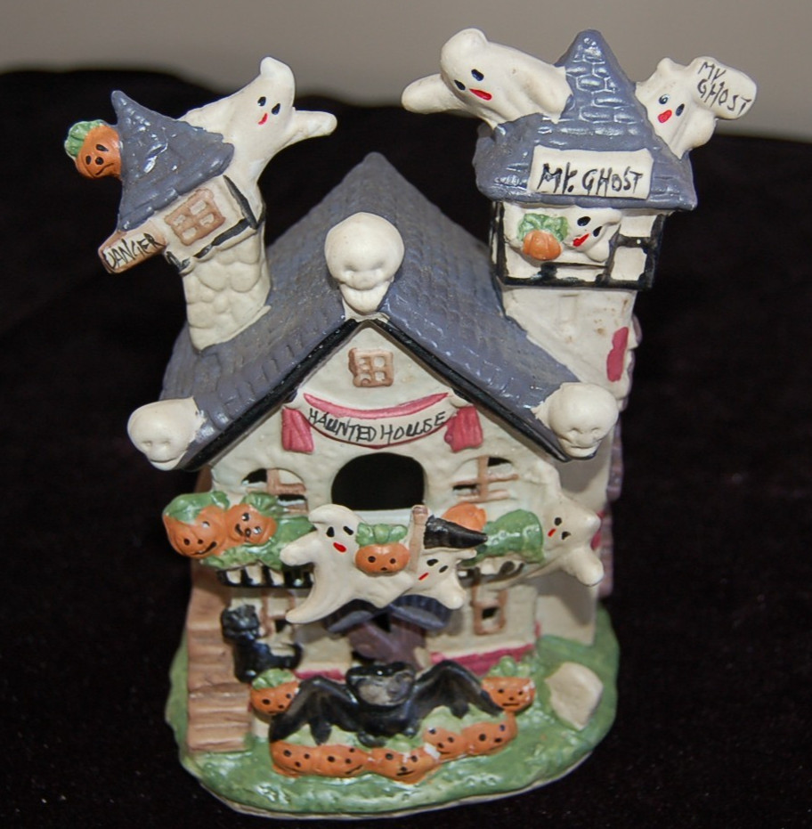 1994 Halloween Haunted Haven Lighted Hand Painted Porcelain – “Haunted House”