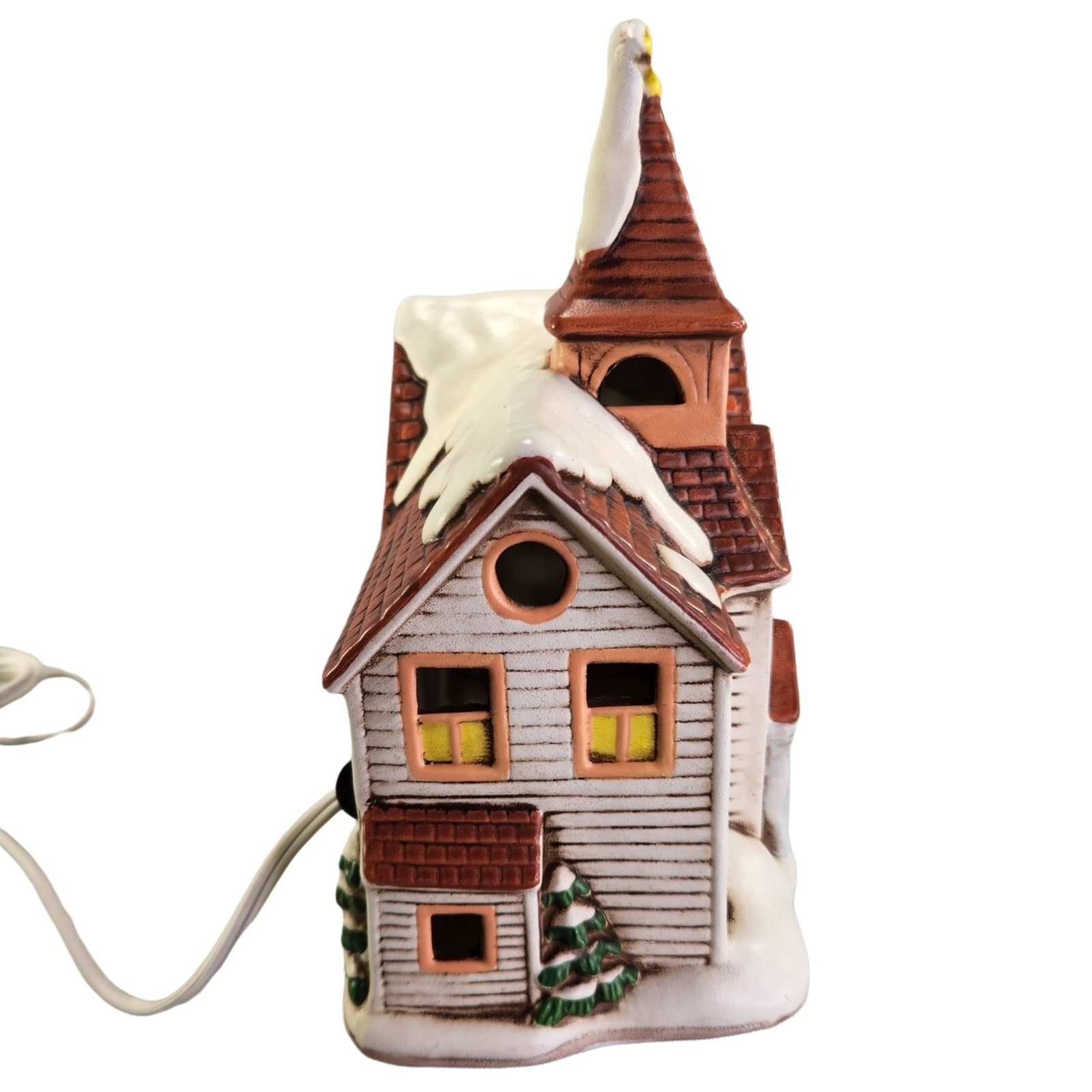 Geo Lefton Lighted Church Colonial Village Byron Wood Christmas 1987 Vintage