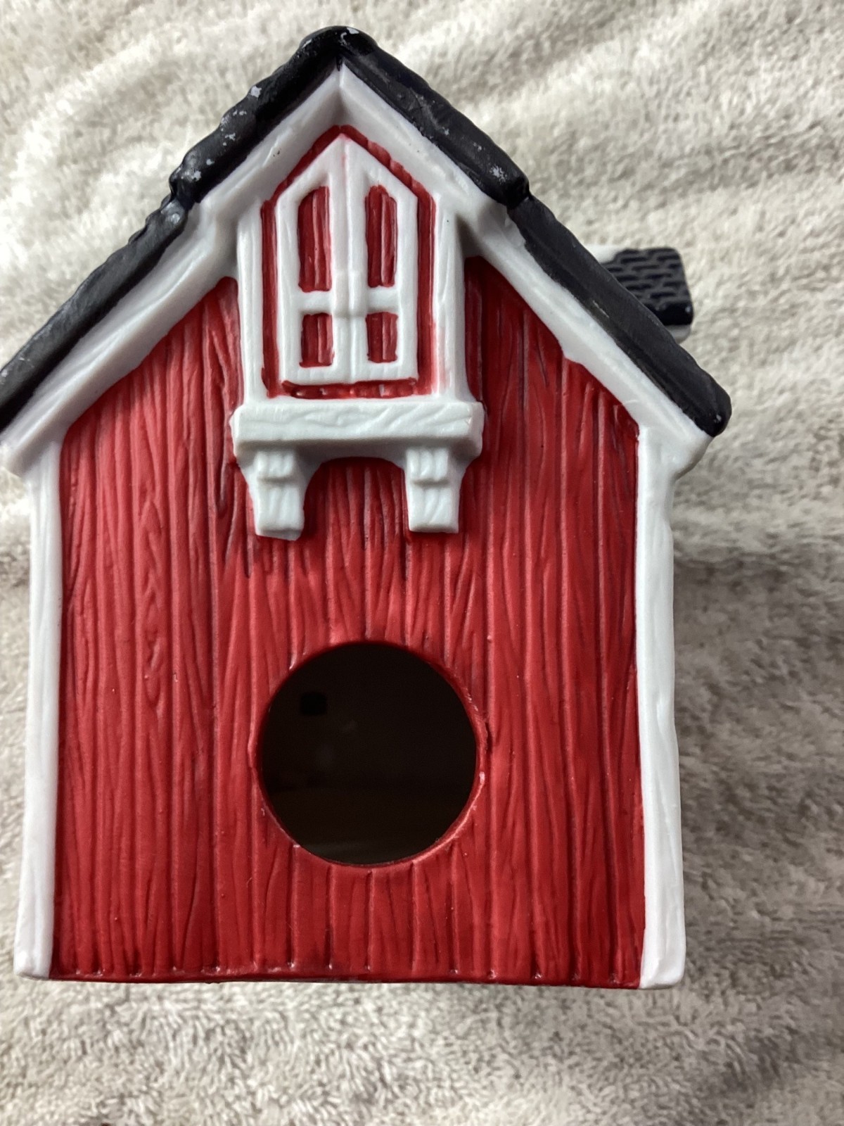 Dickens Keepsake 1995 Red/White Ceramic Barn*Snow Accents*Christmas Display*EUC