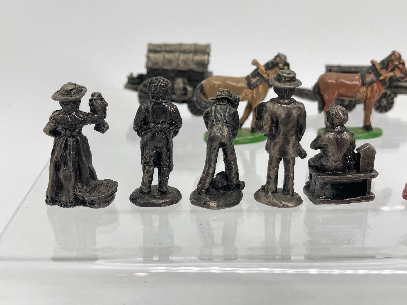 Vintage 12 Liberty Falls Pewter Metal Figurine Lot Wagons Horses 96 IRS 1996