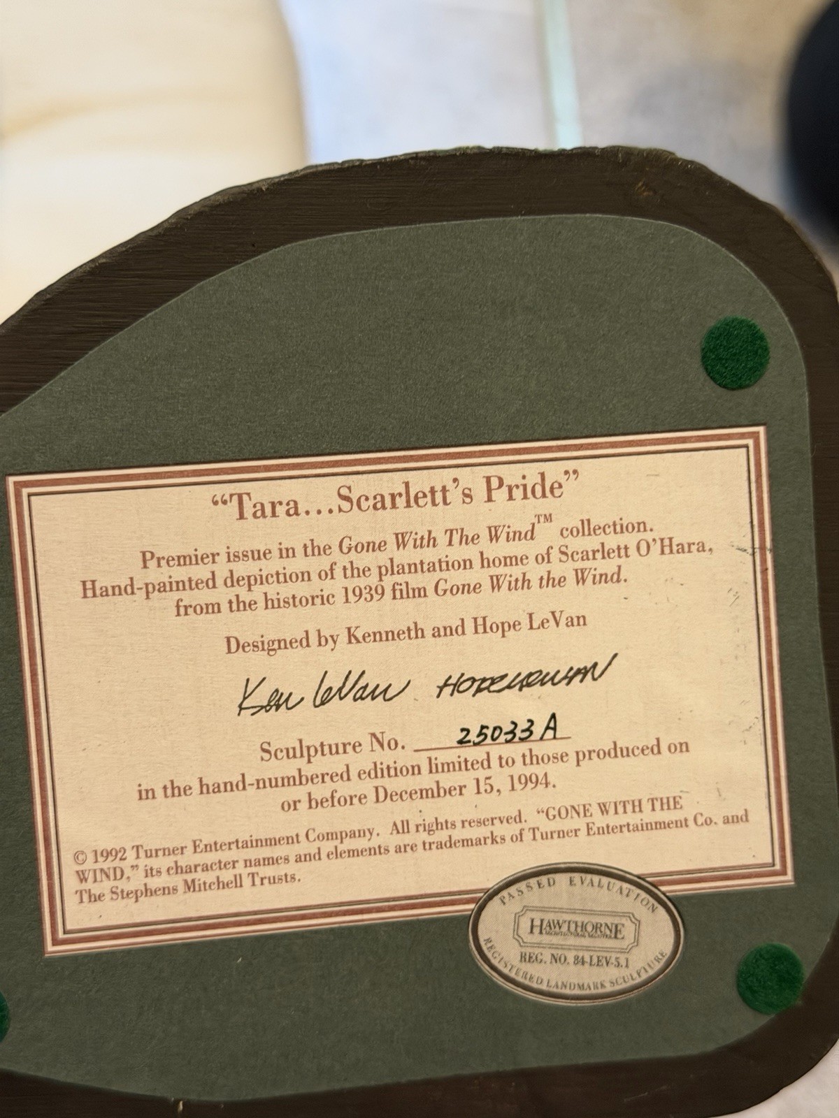 Hawthorne Village Gone With The Wind Tara Scarlett’s Pride Resin House 1992 LE