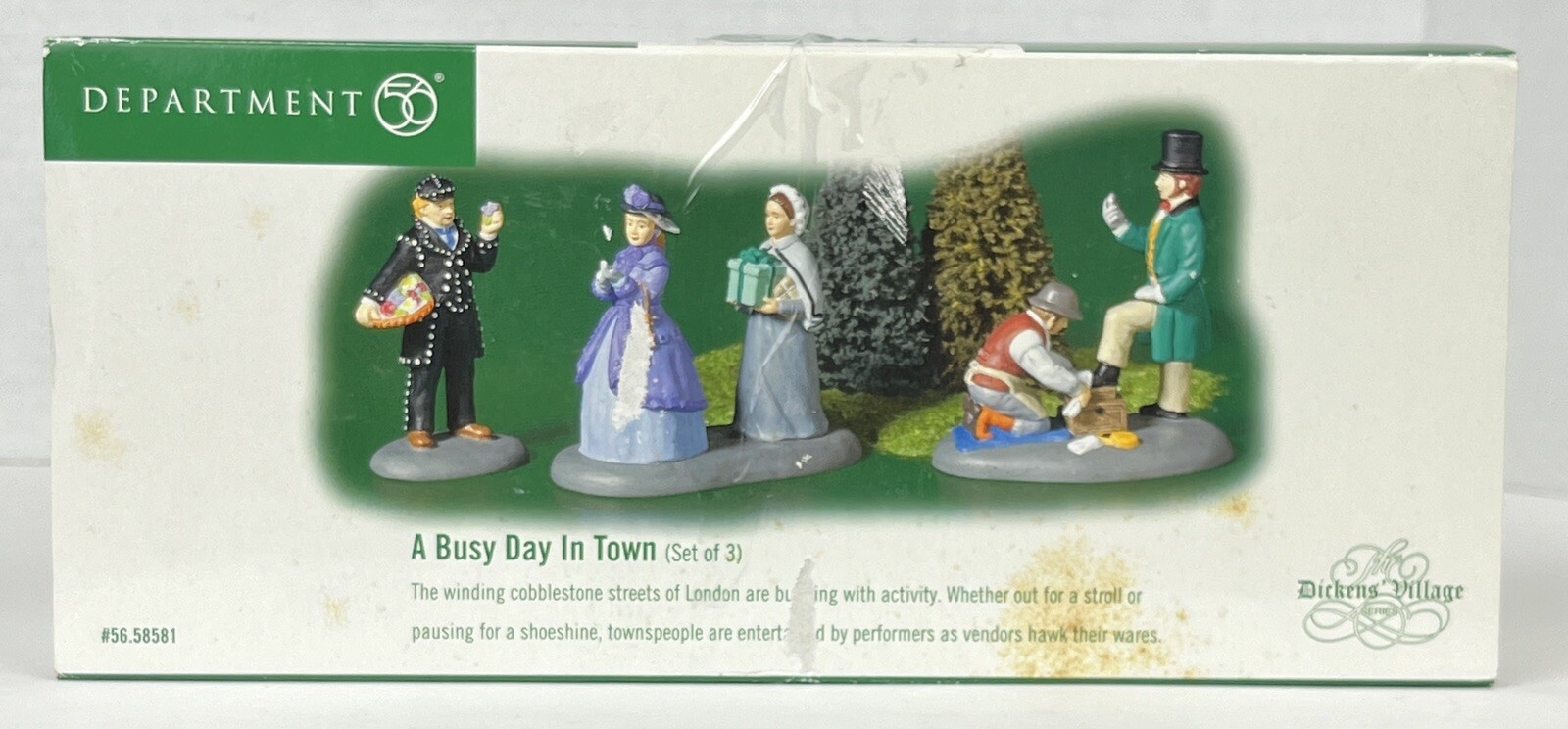 Dept 56 Dickens Village A Busy Day in Town Accessory Figurine Set of 3 #58581