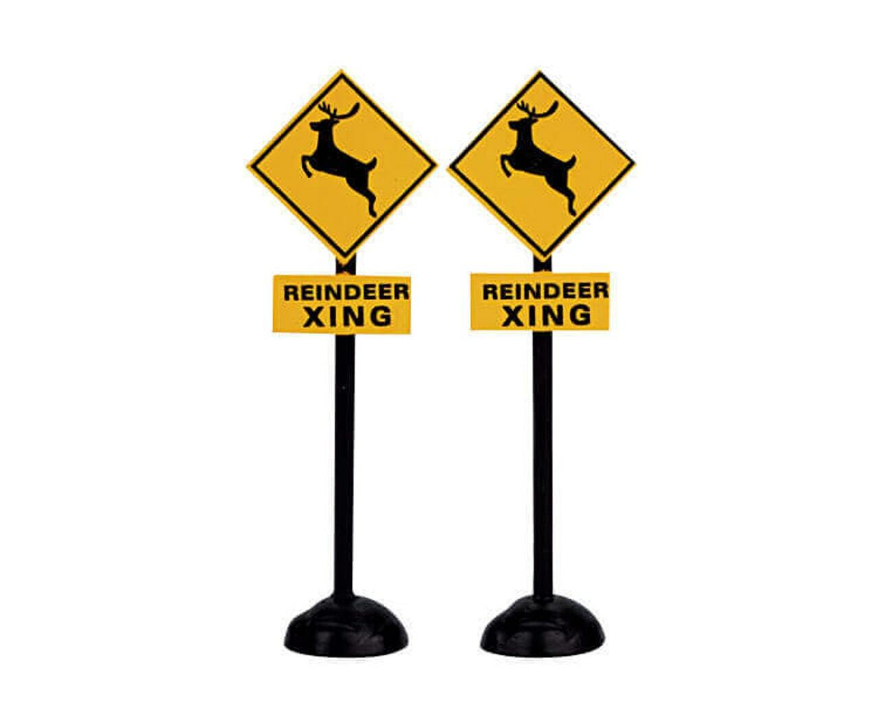 Lemax 2006 Reindeer Crossing Signs Coventry Cove #64460 Warning Road Hazard RARE