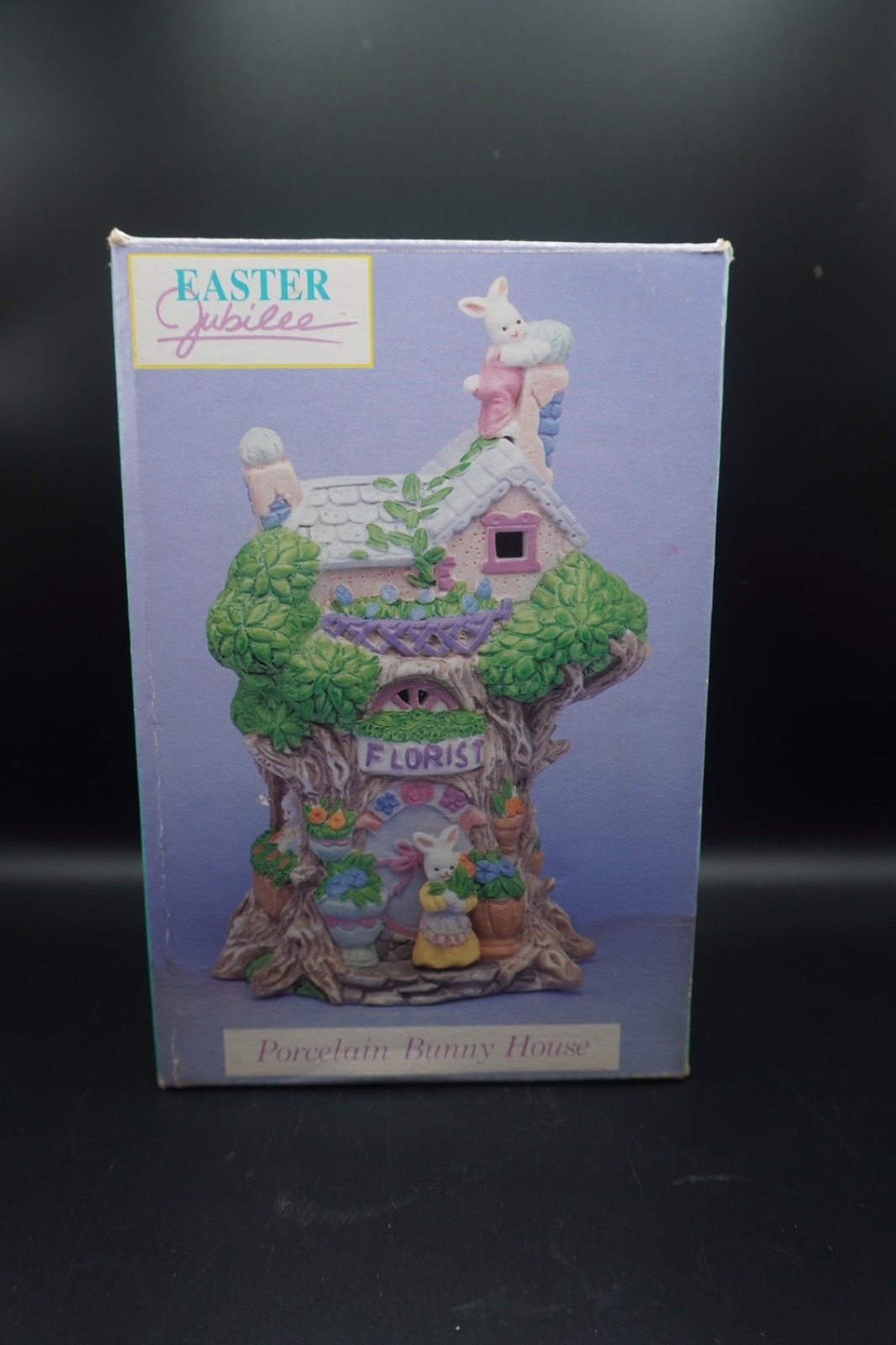 Vintage Easter Jubilee Porcelain Bunny House Florist Kmart W/box