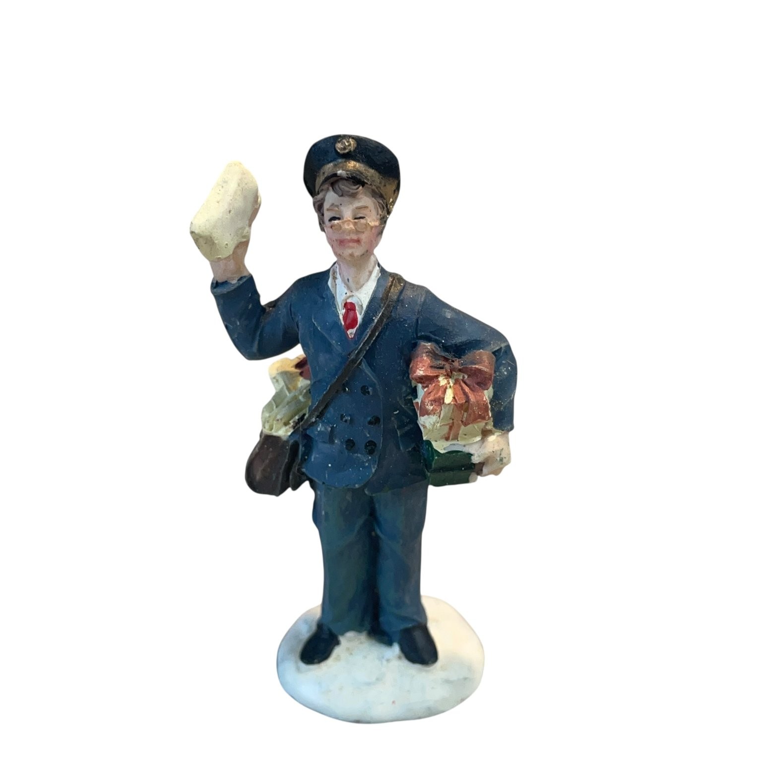Christmas Postman Figurine Resin Holiday Village Accessory Multicolor