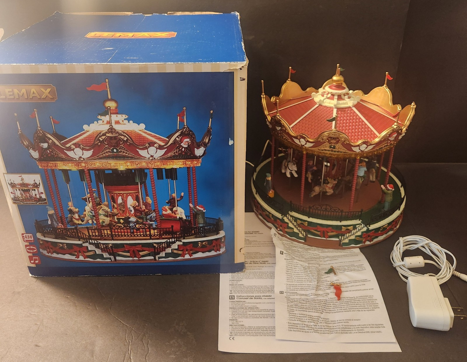 2013 Lemax Santa Carousel 34682 Christmas Village Sights Sounds Tested Box Works