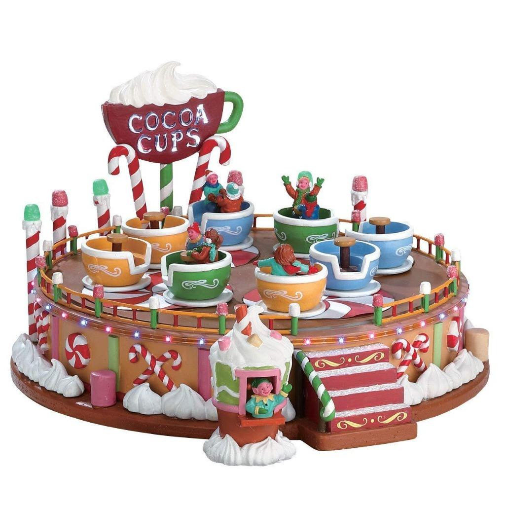 Lemax COCOA CUPS 2pc #74222 NRFB Sights & Sounds Carnival Ride Sugar N Spice *