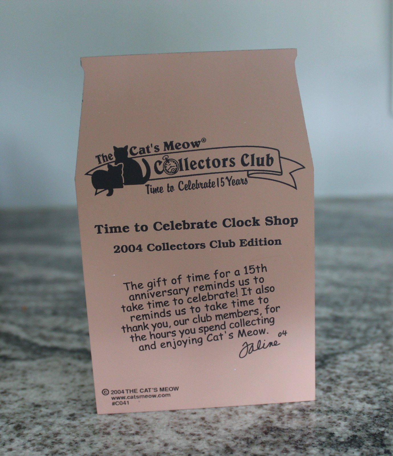 Cat’s Meow Time To Celebrate Clock Shop 2004 Collector’s Club