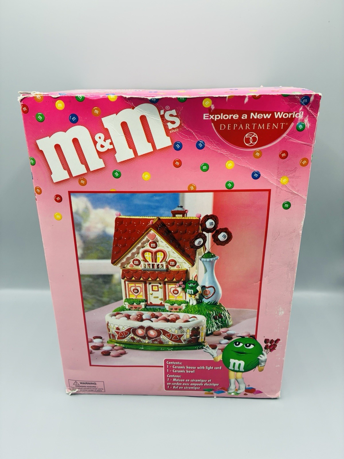 Department 56 M&Ms Be Mine Valentine’s House Lighted Ceramic Candy Dish 2004