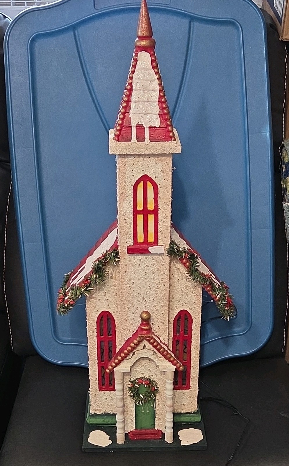 Home Interiors and Gifts Fiber Optic Illuminated Christmas Church Village 1pc
