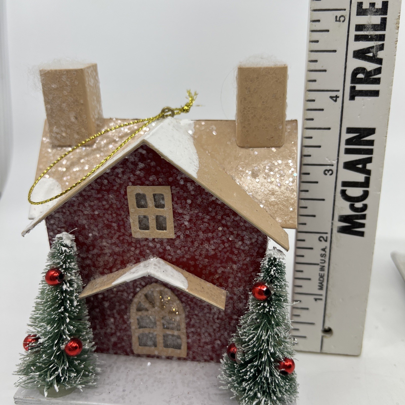 3 LED Paper Glitter House Red Christmas Village 2 2013 Target & 1 Jo-Ann Working