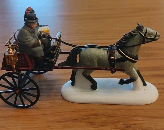 Vintage Dept 56 Red Christmas Sulky 58401 1996 Heritage Village Horse RET’D