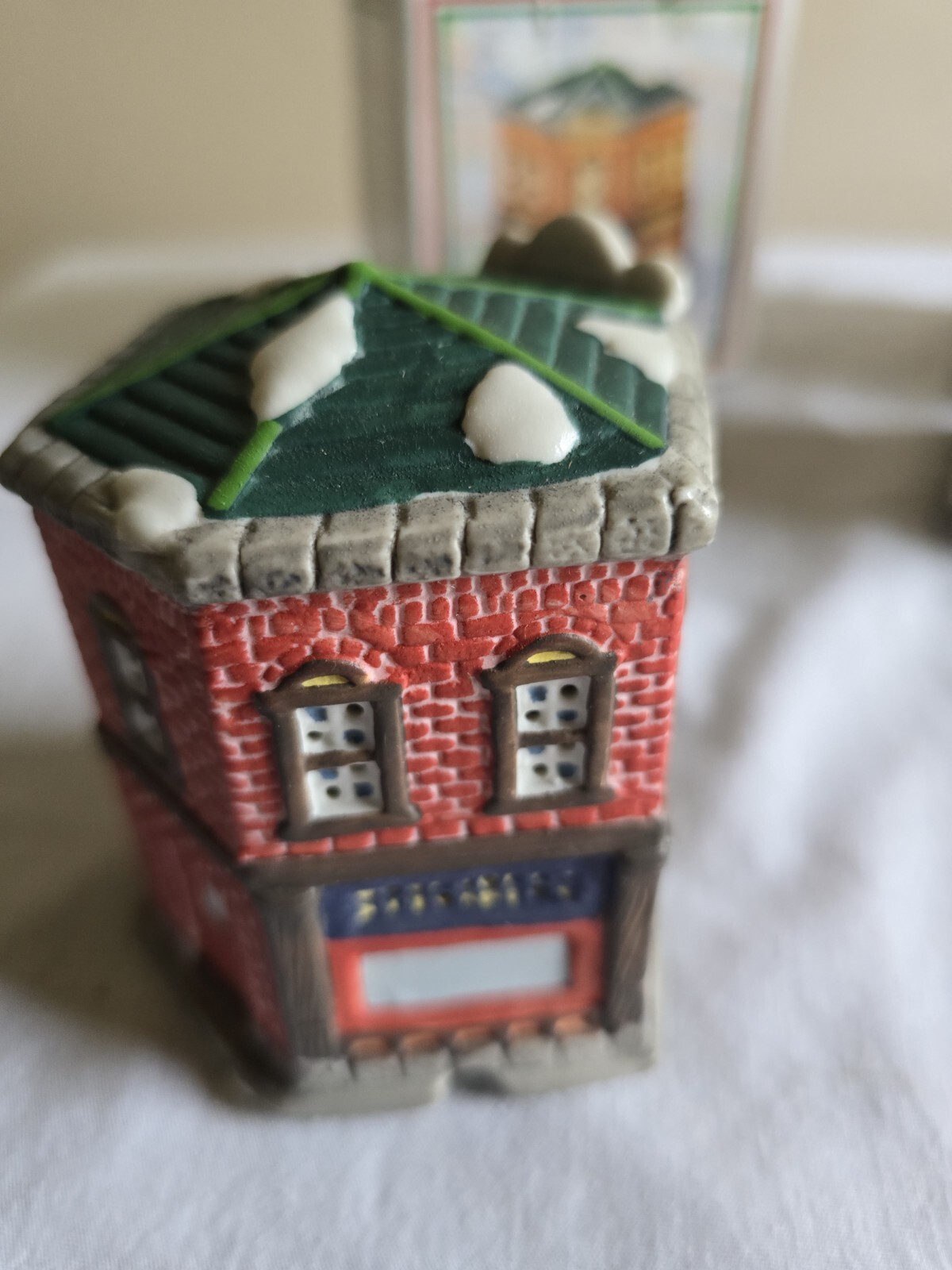 Set Of 2 Vintage Hallmark Handcrafted Porcelain Home Town America Village Scene