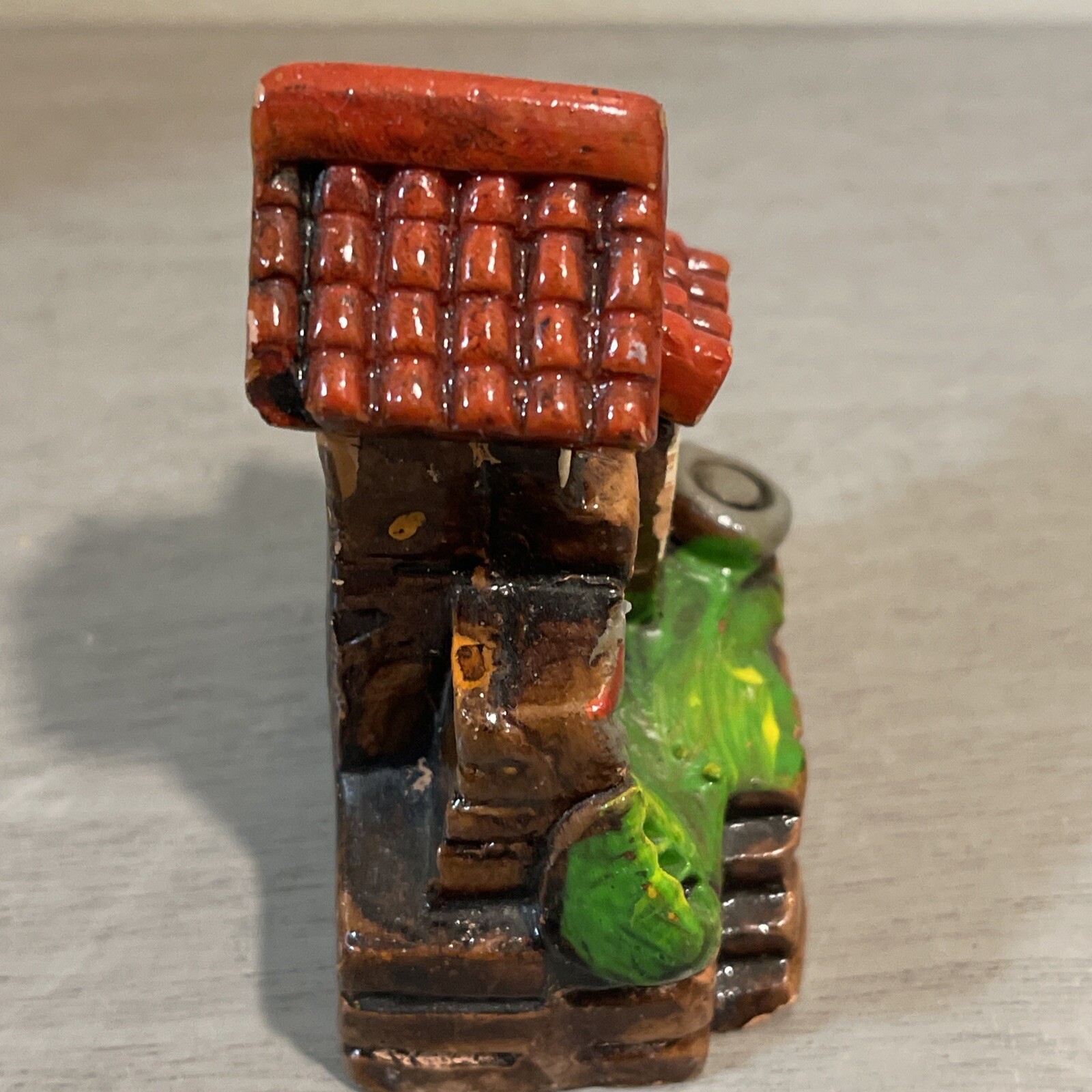 Vintage Hand Made Terra Cotta Red Tile Roof Stair Fairy House