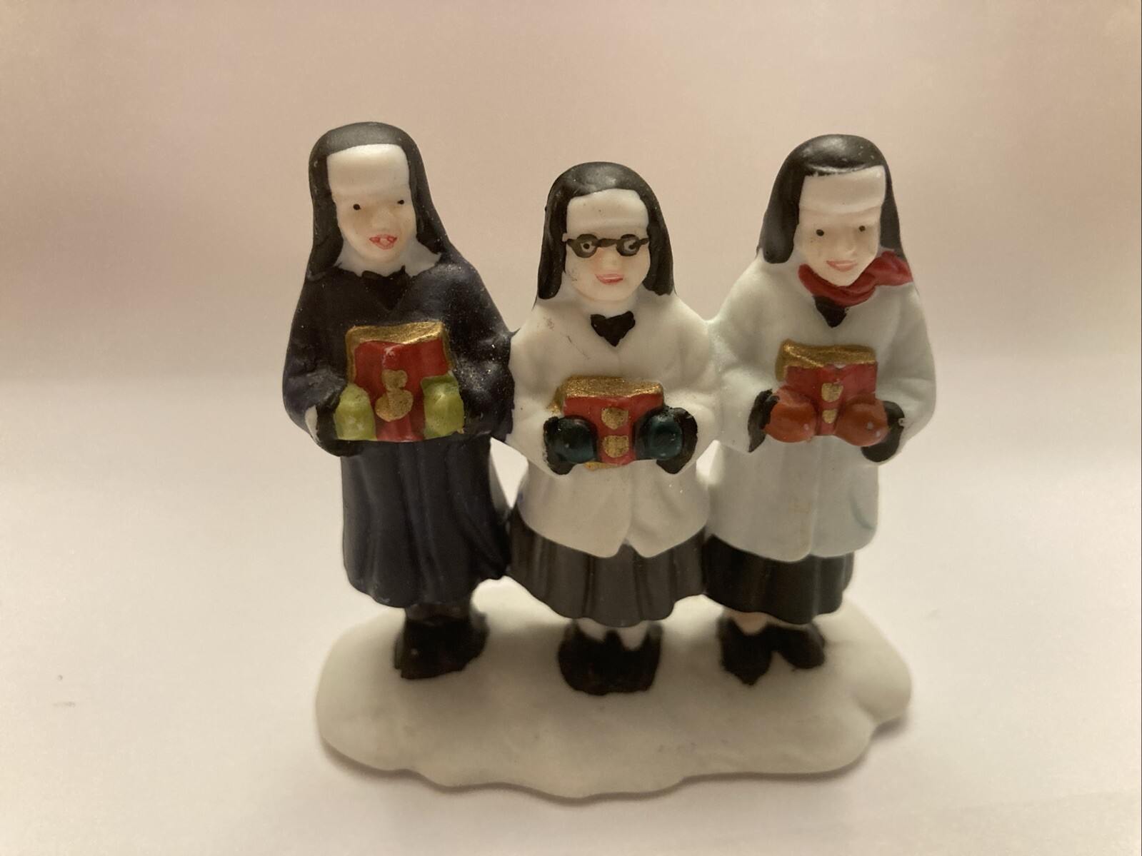 Vintage 3 Singing Nuns Hand-Painted Christmas Caroling Porcelain Figurines