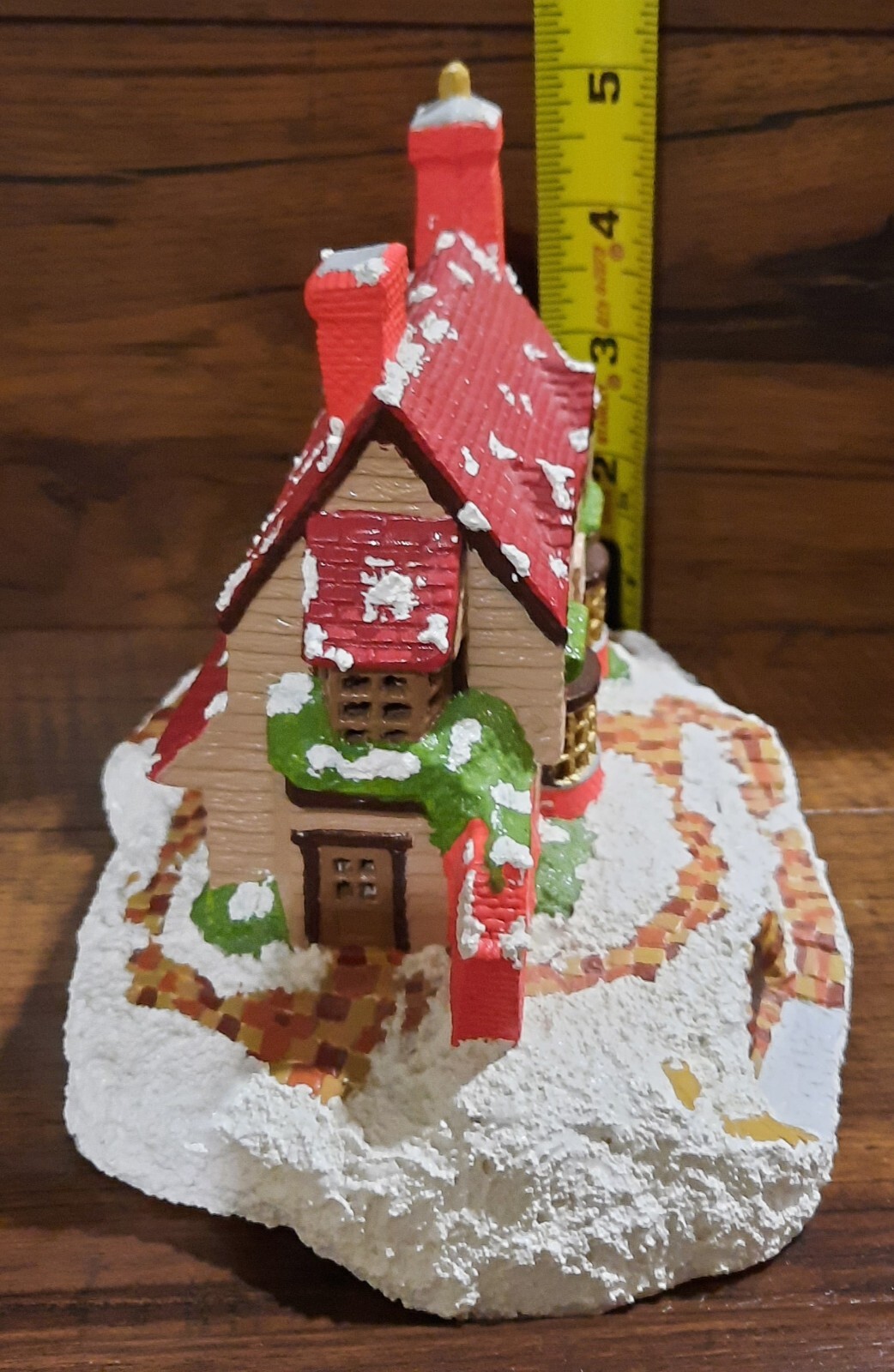 Christmas Village Hand-Painted Ceramic Bisque Wine Shop Light-Up Collectible