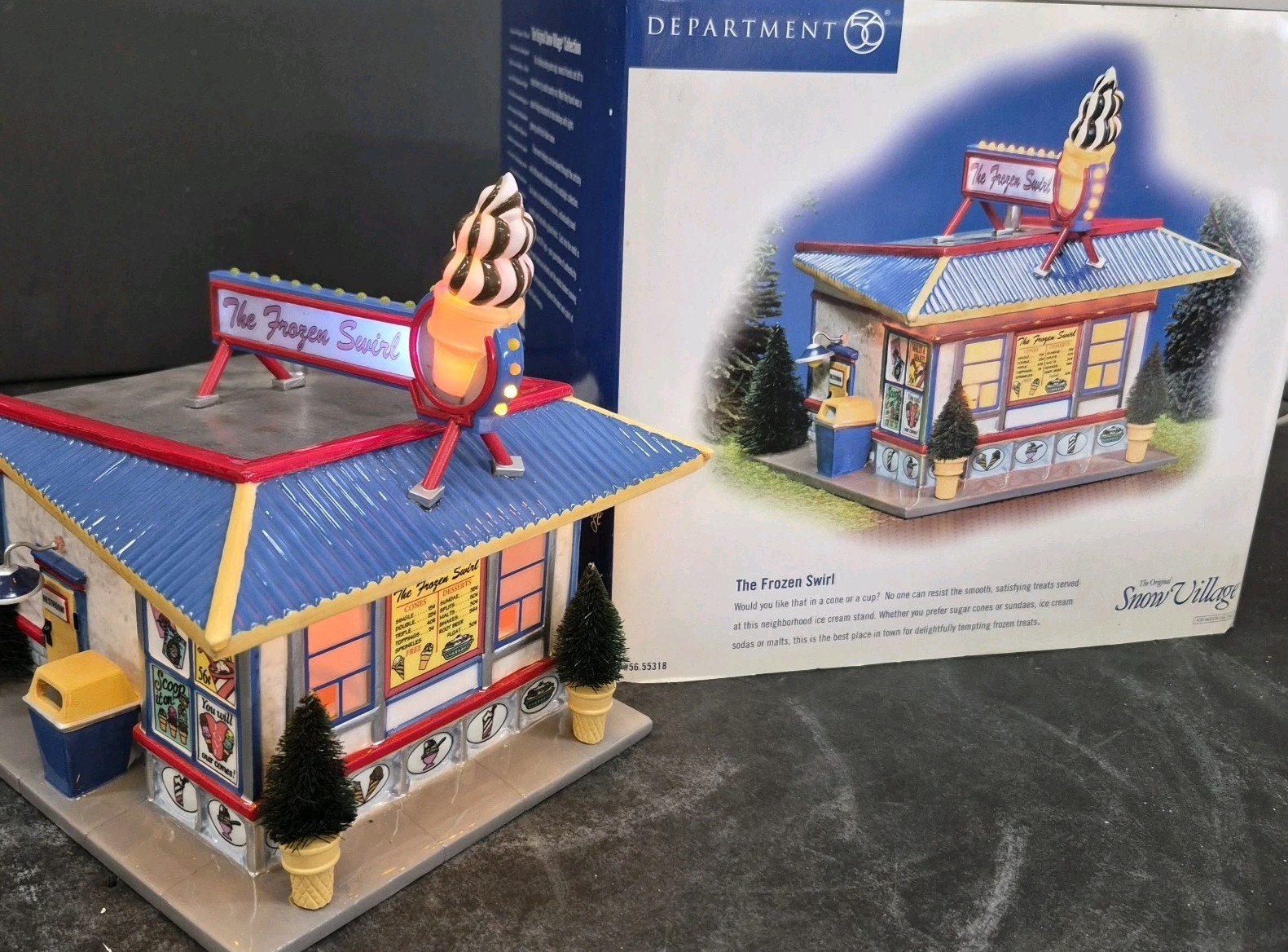 Dept 56 Snow Village #55318 THE FROZEN SWIRL Lighted Building ~ Retired 2004