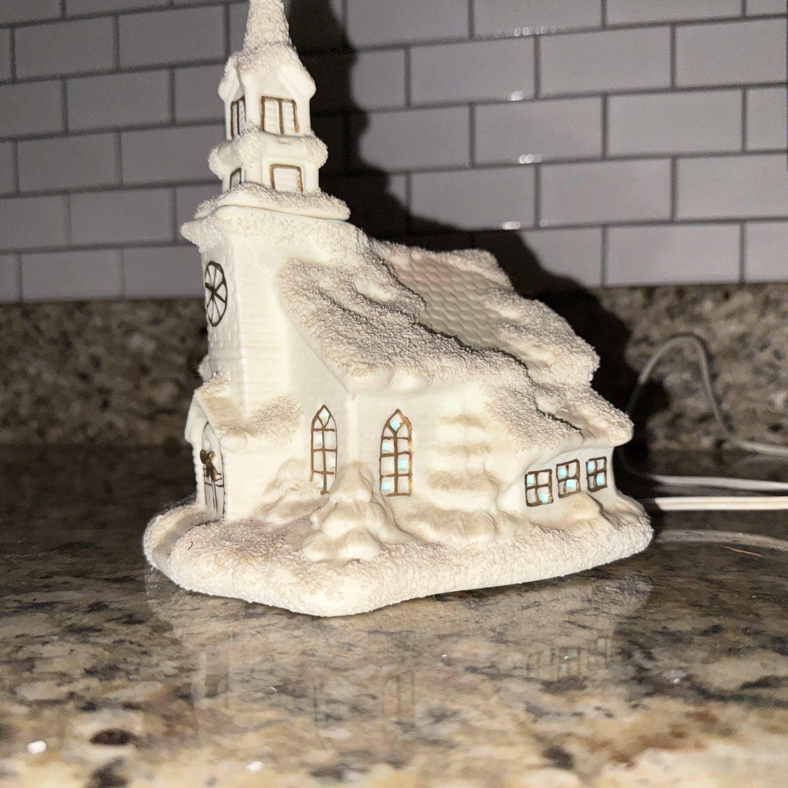 Vintage Home accents Collectible Holiday Lighted Church with light Cord & Light