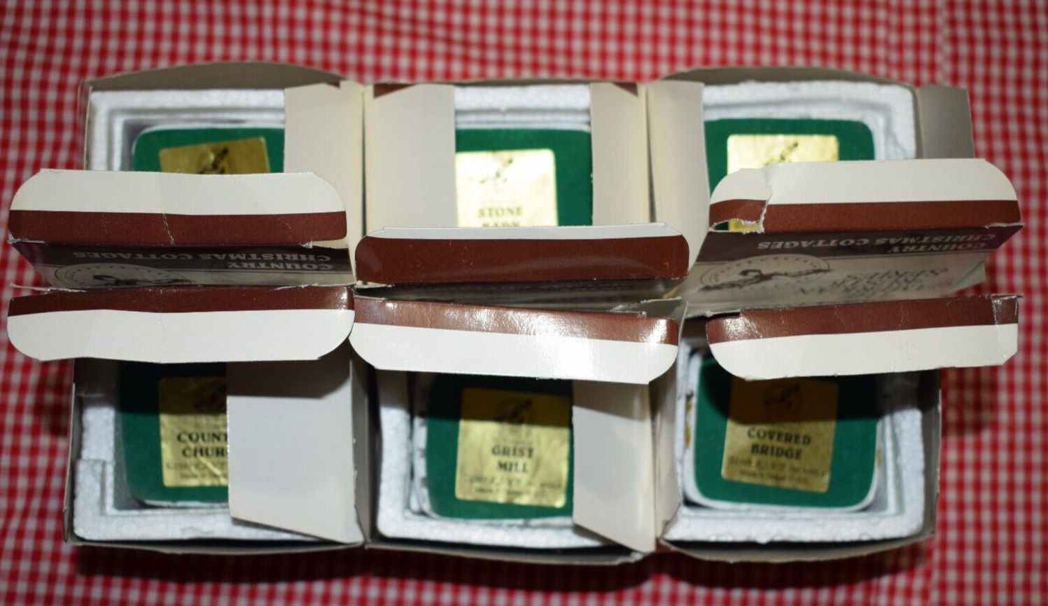 Lot of 6 American Rustic | Hand Painted Cold-Cast Cottages | RSVP International
