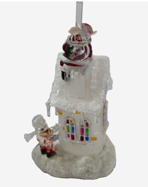 Vtg Heritage Mint Holiday Ice Sculptures Down The Chimney He Went Color Change