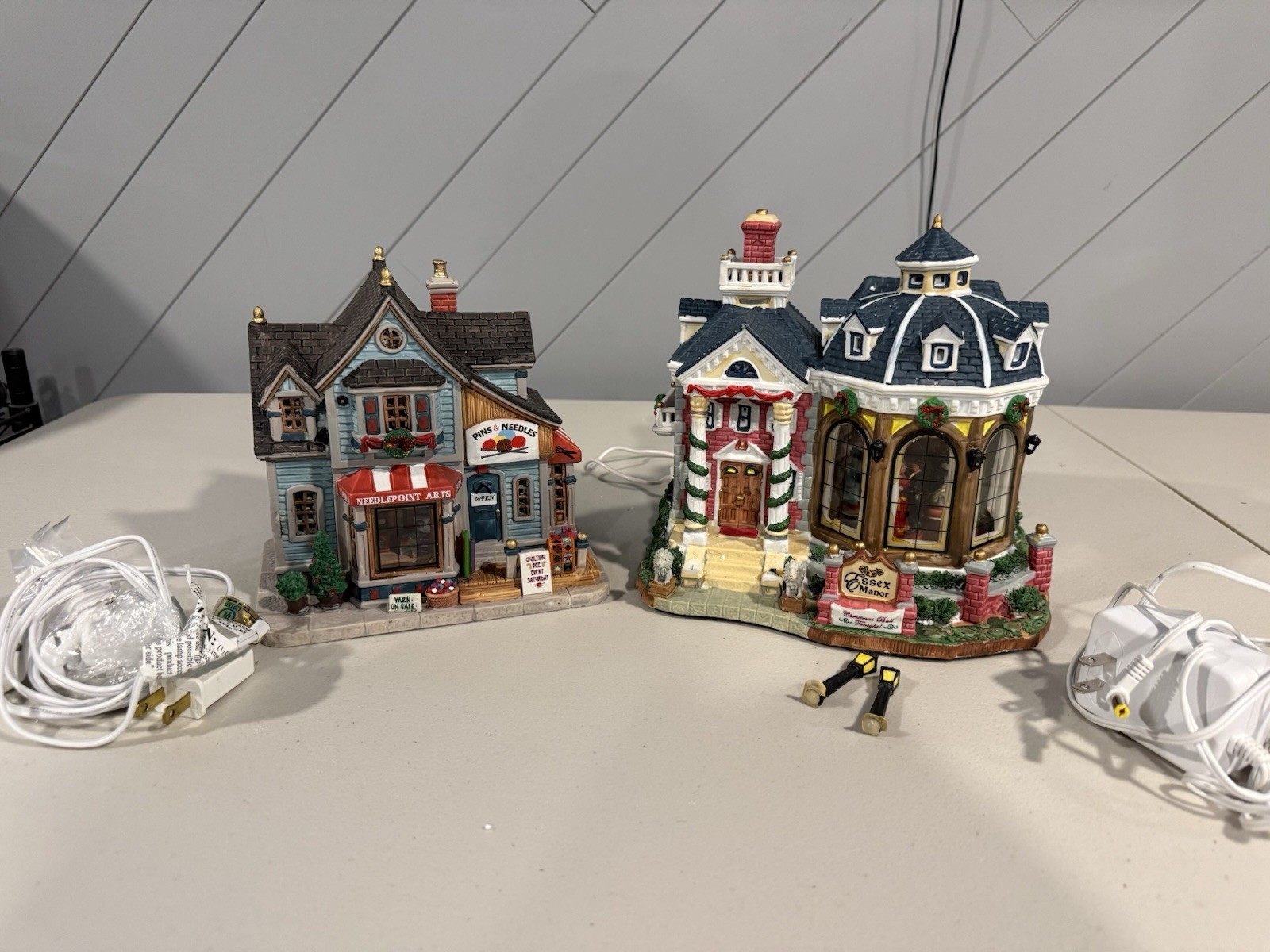 LEMAX CAROLE TOWNE CHRISTMAS BALL AT ESSEX MANOR PINS AND NEEDLES LOT OF 2