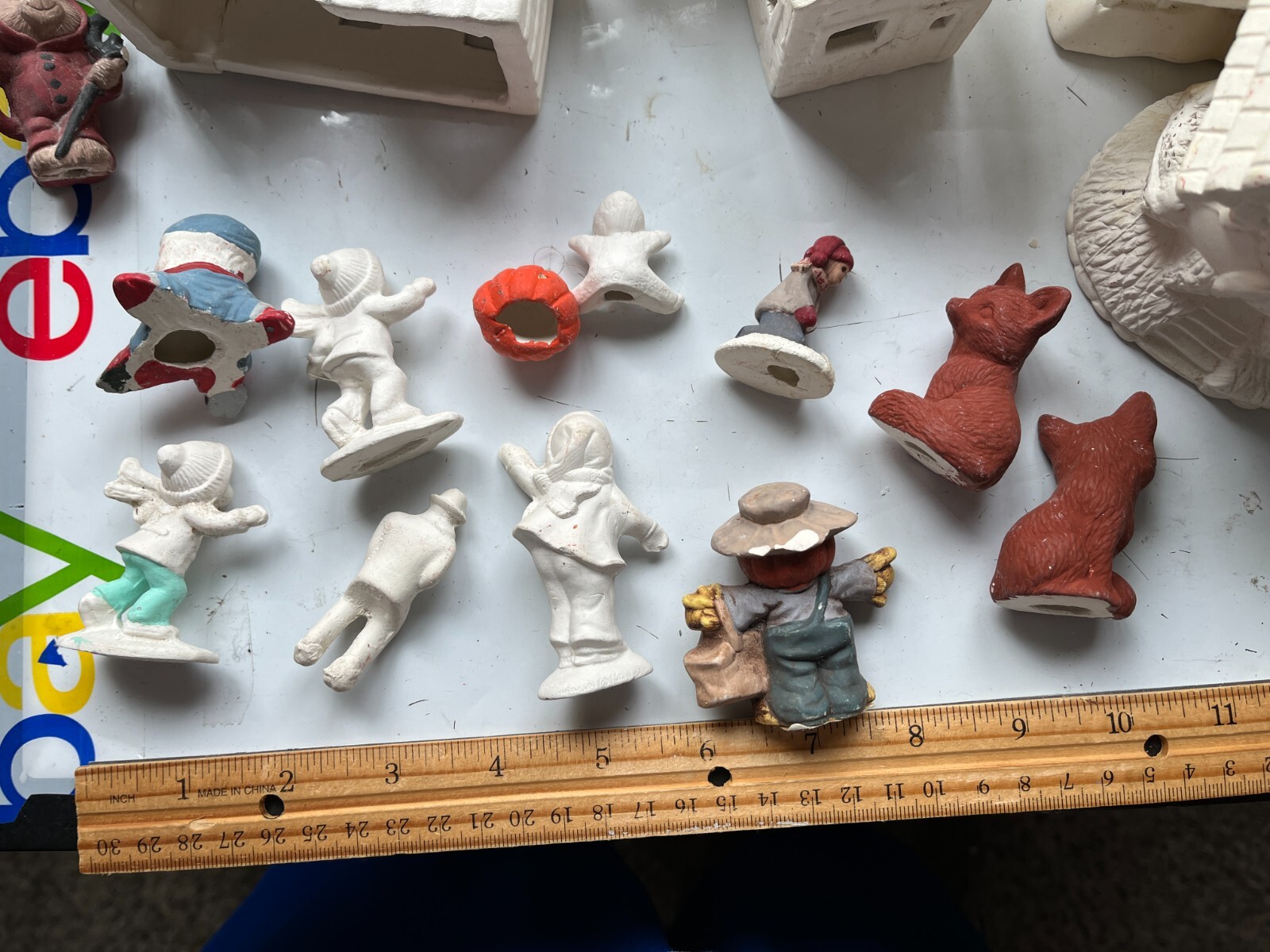 Lot of Ceramic Mostly Unpainted Figures Christmas Halloween Easter Village